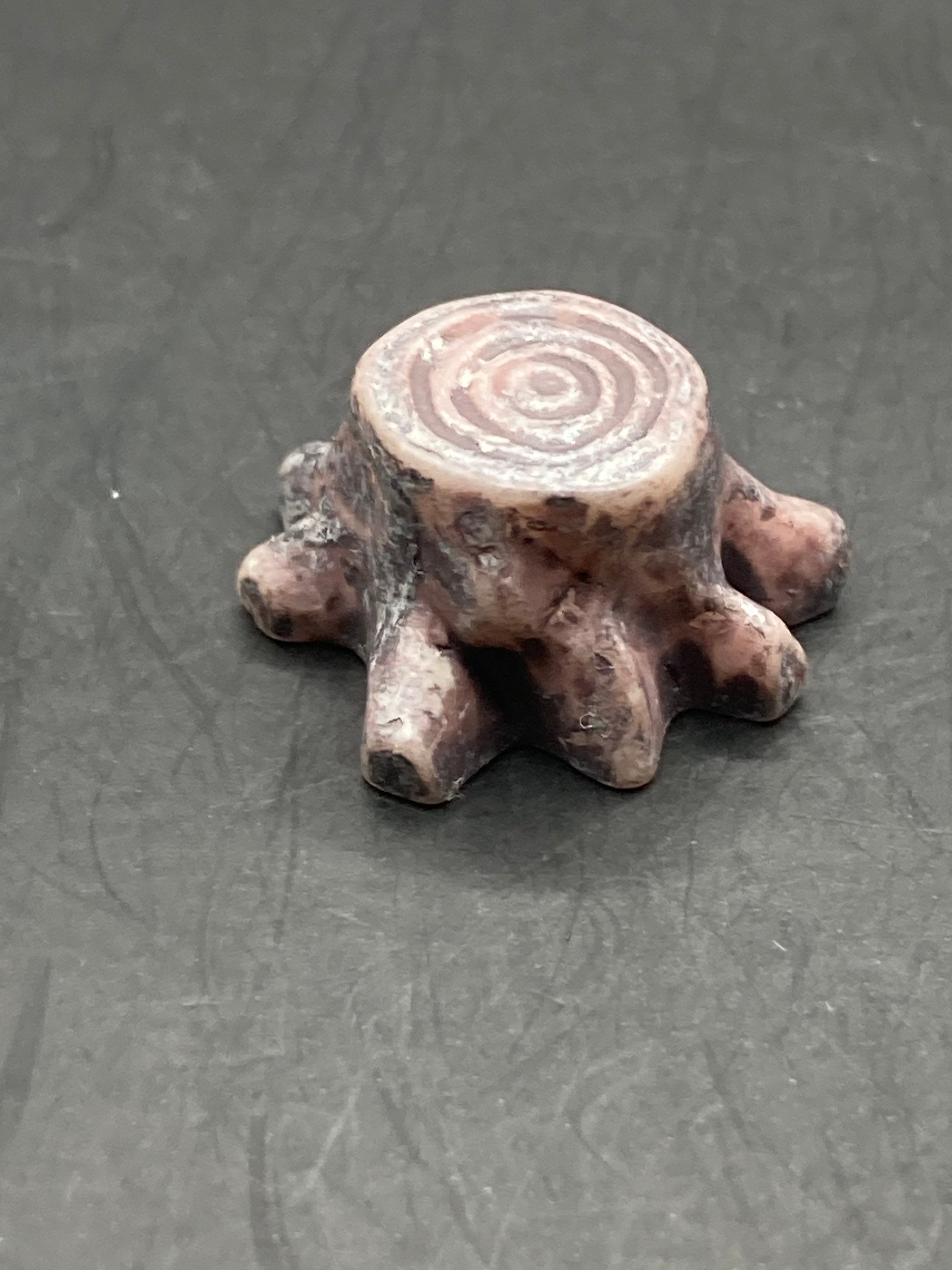 Mini Dark Brown Resin Tree Stump Cake Topper: Woodland Decoration