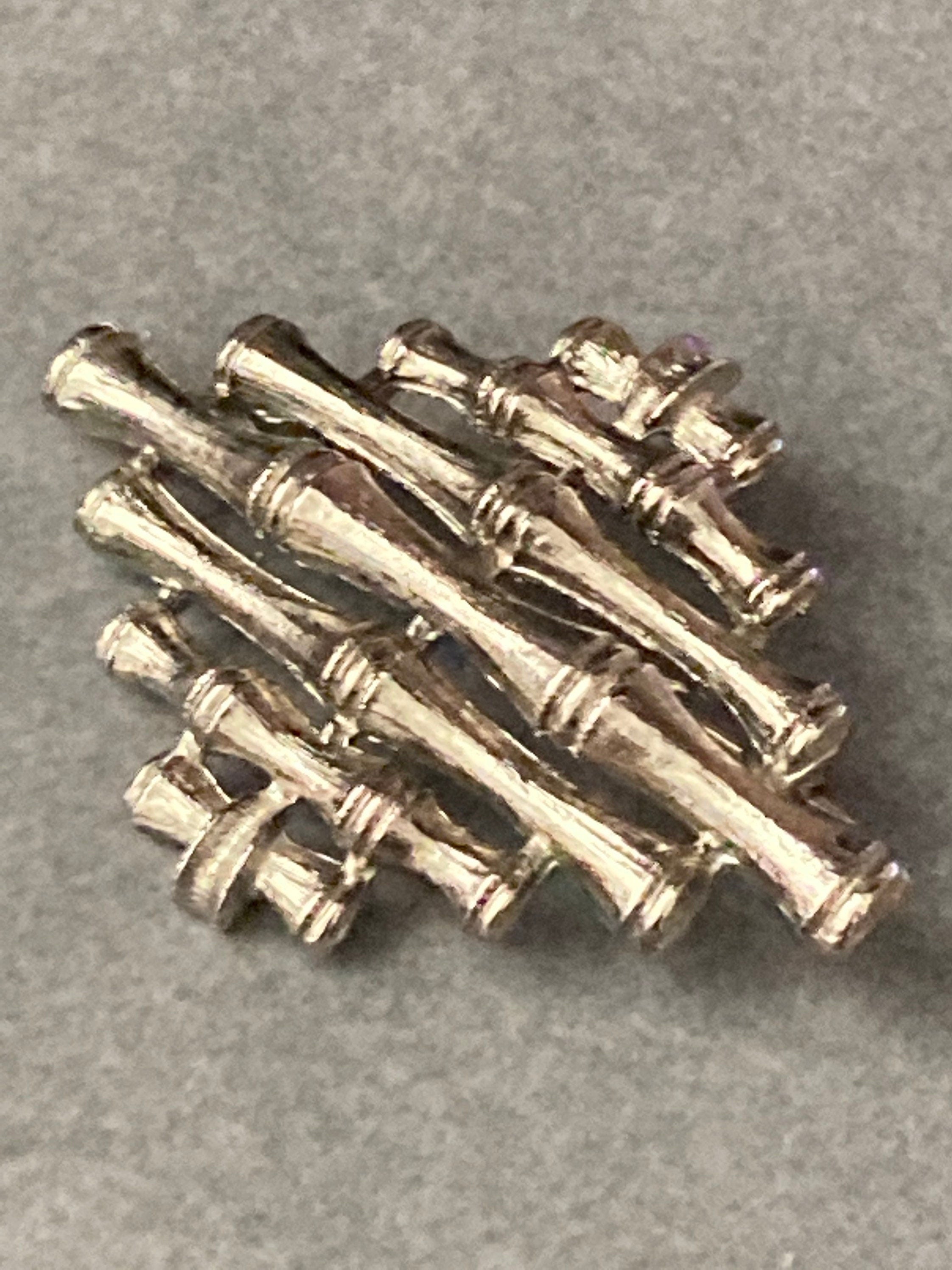 HOLLYWOOD signed bamboo brooch silver tone