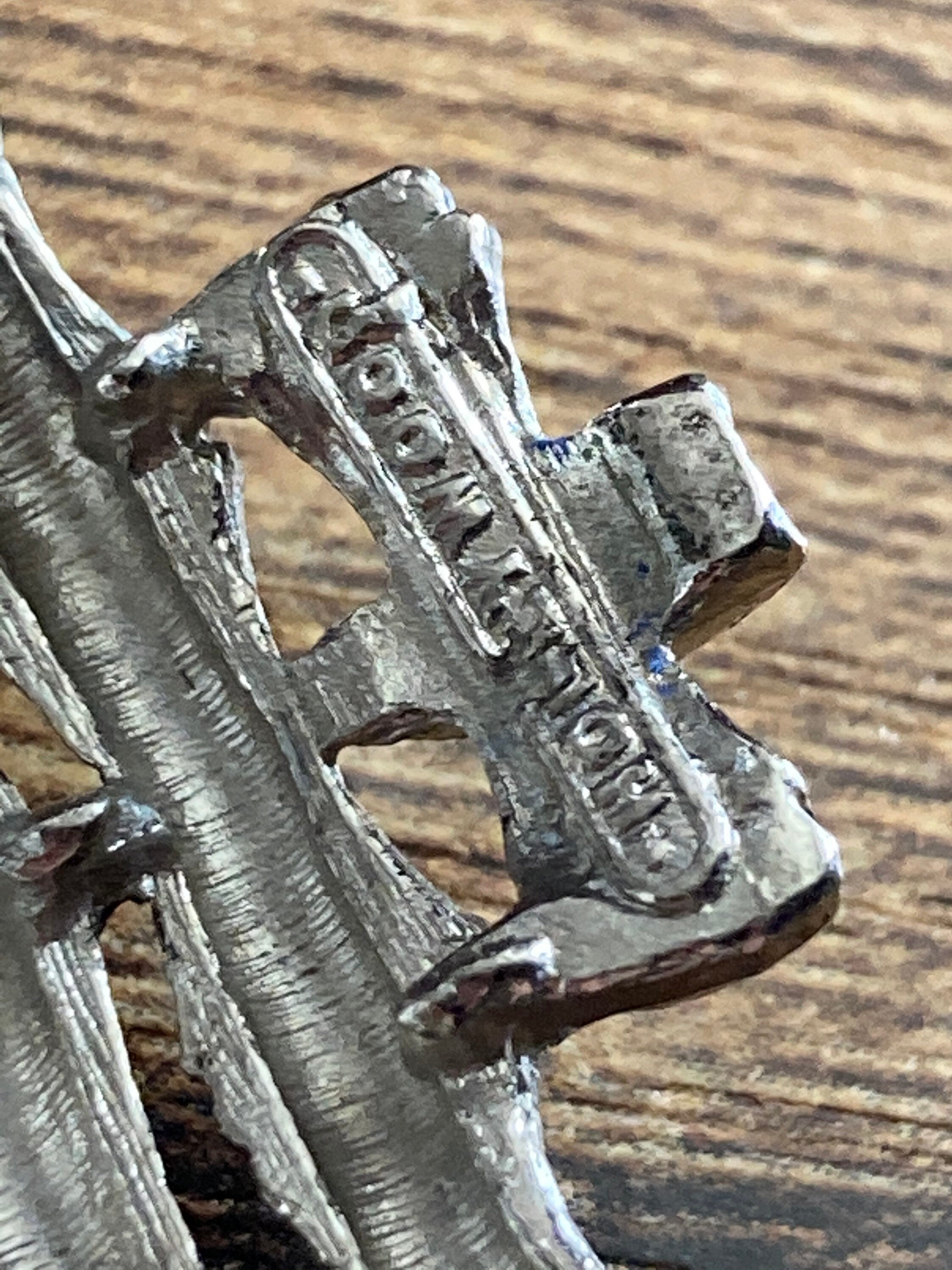 HOLLYWOOD signed bamboo brooch silver tone