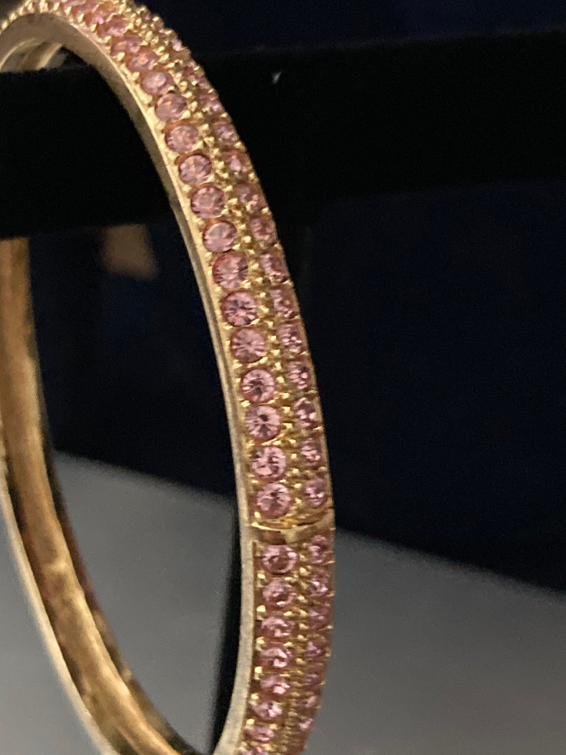 signed swan Swarovski pink crystal gold plated designer diamanté bangle