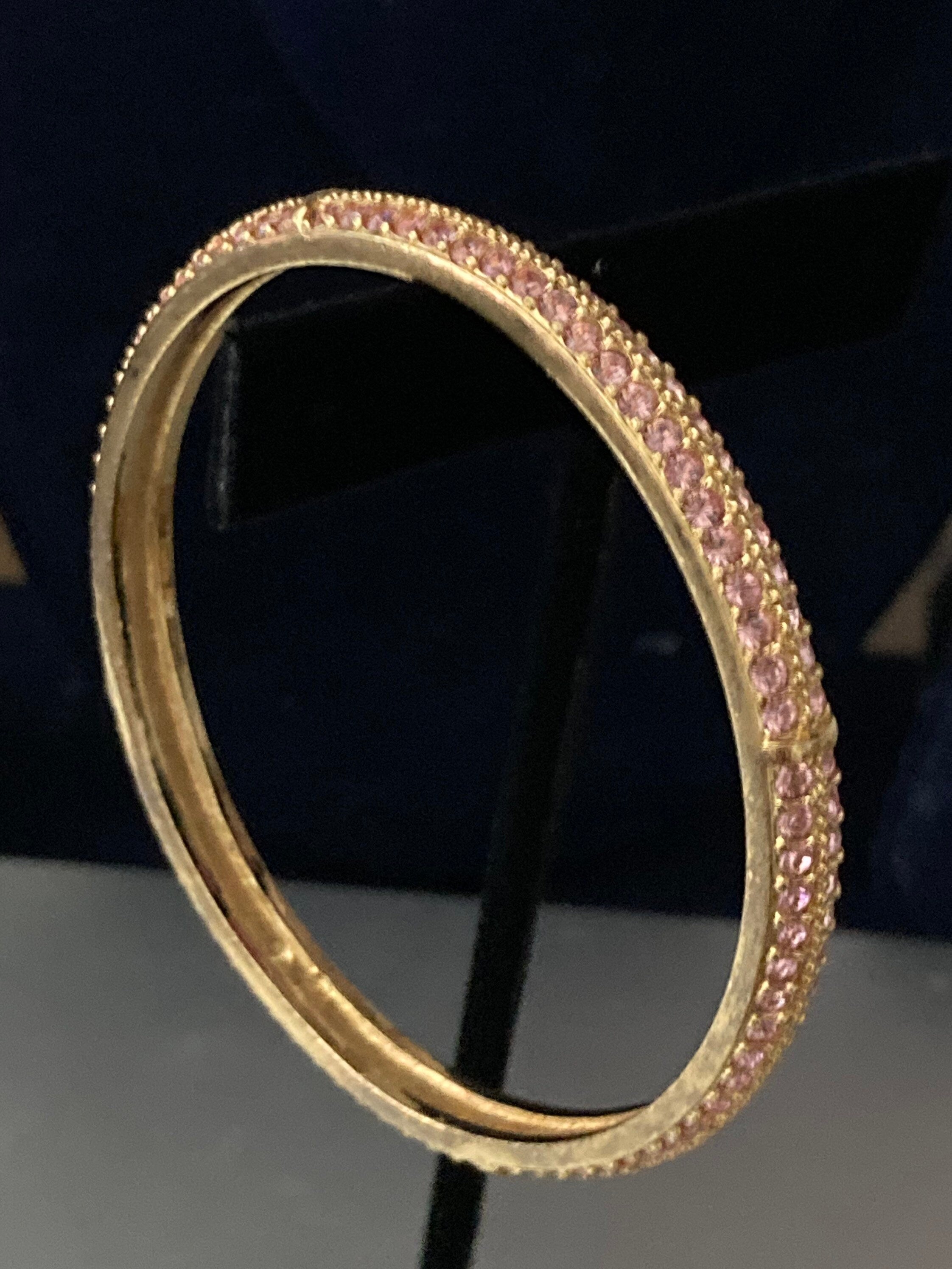 signed swan Swarovski pink crystal gold plated designer diamanté bangle