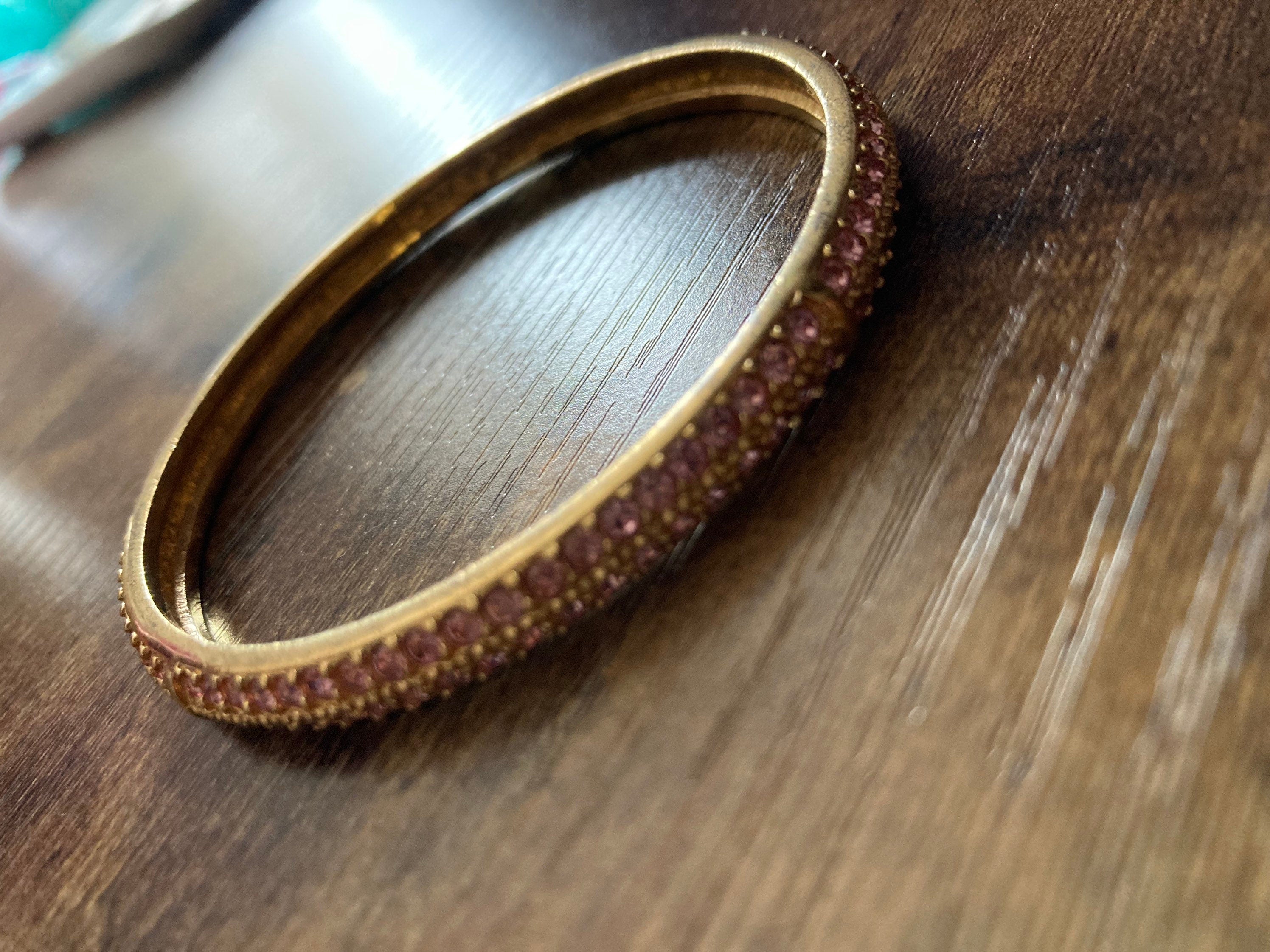 signed swan Swarovski pink crystal gold plated designer diamanté bangle