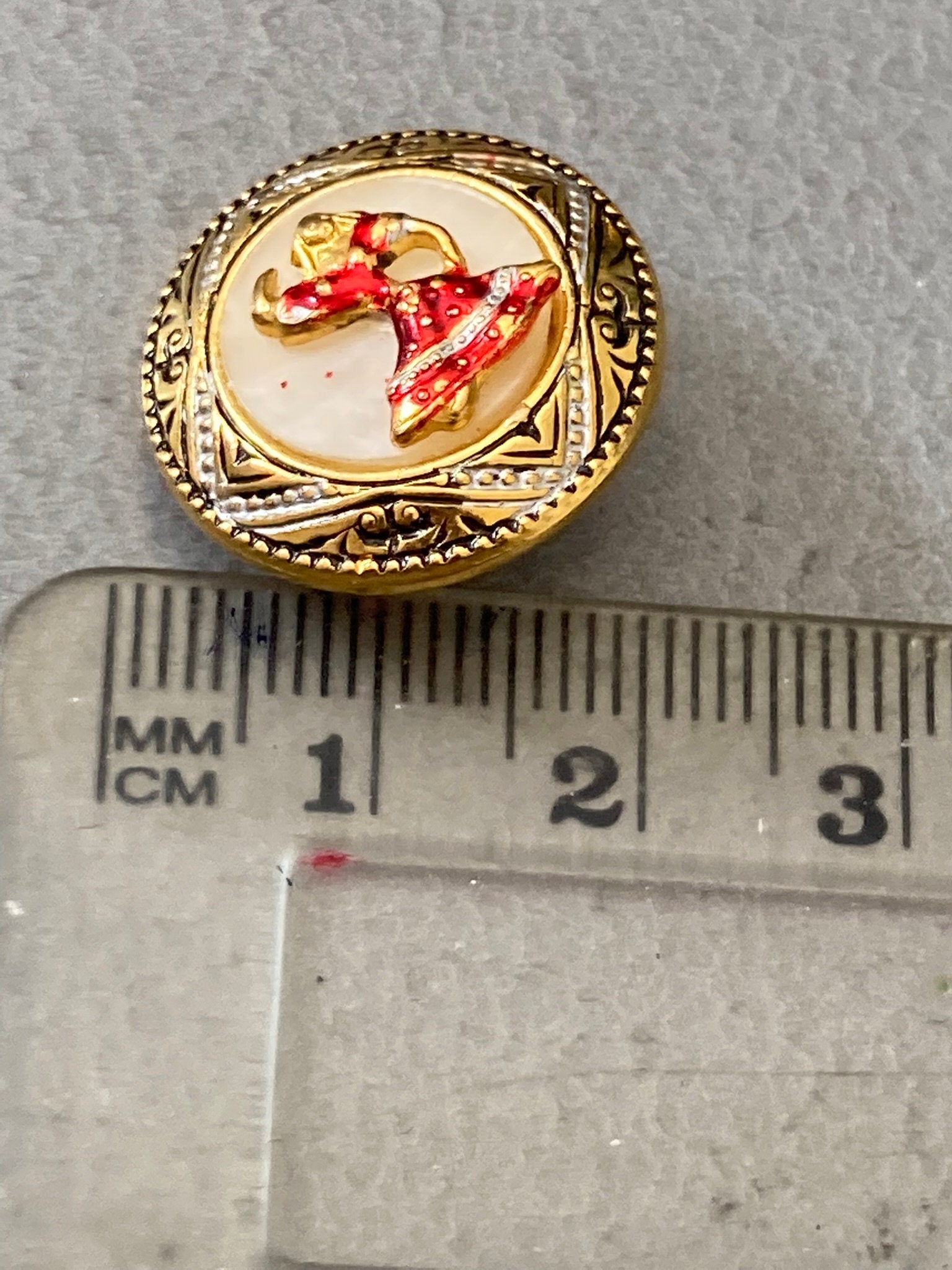 Vintage toledo black gold red flamenco dancer clip on earrings Spanish