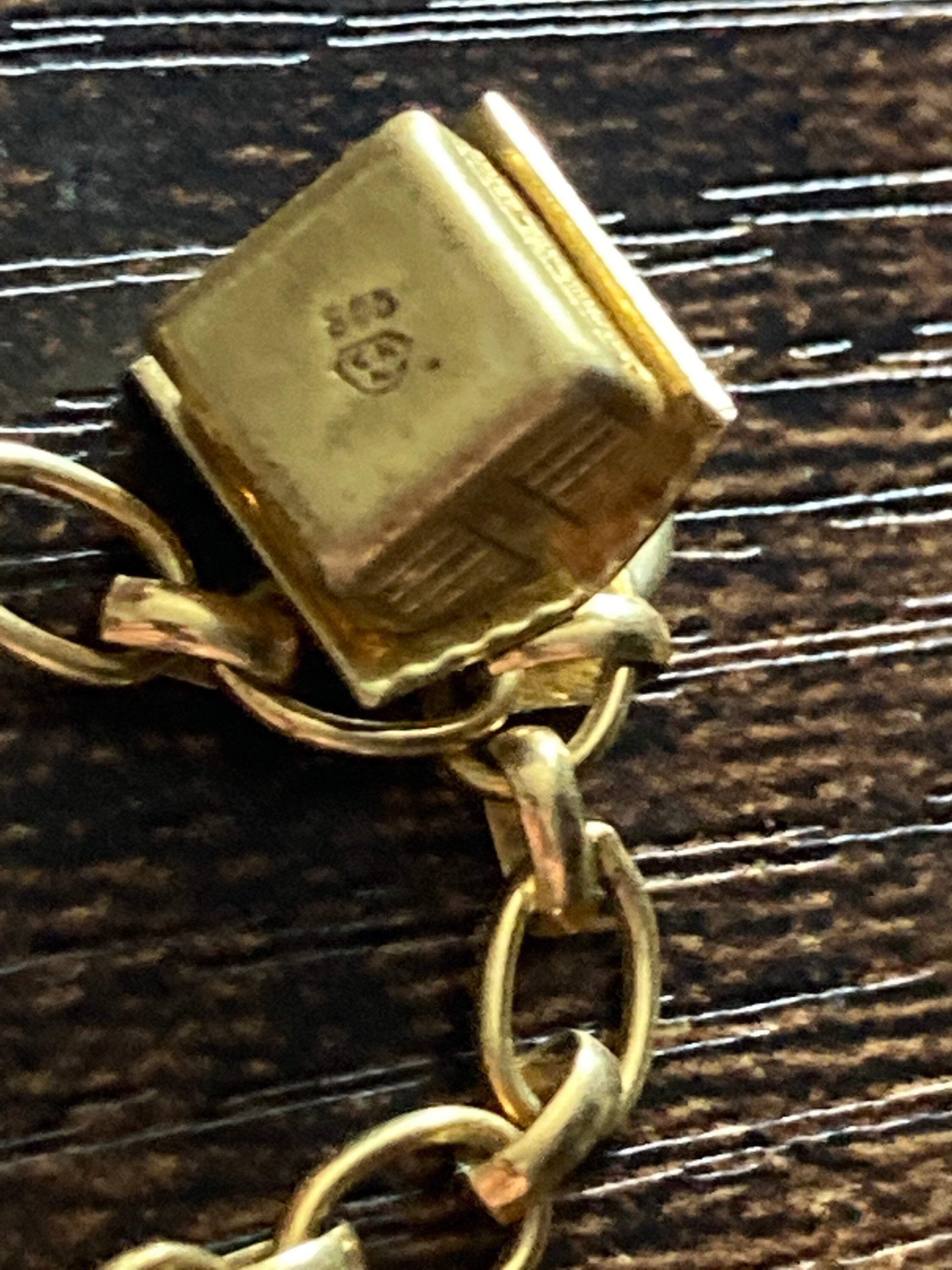 Andreas daub Vintage stamped 800 silver gilt dainty chain link charm bracelet skiing 18.5cm long