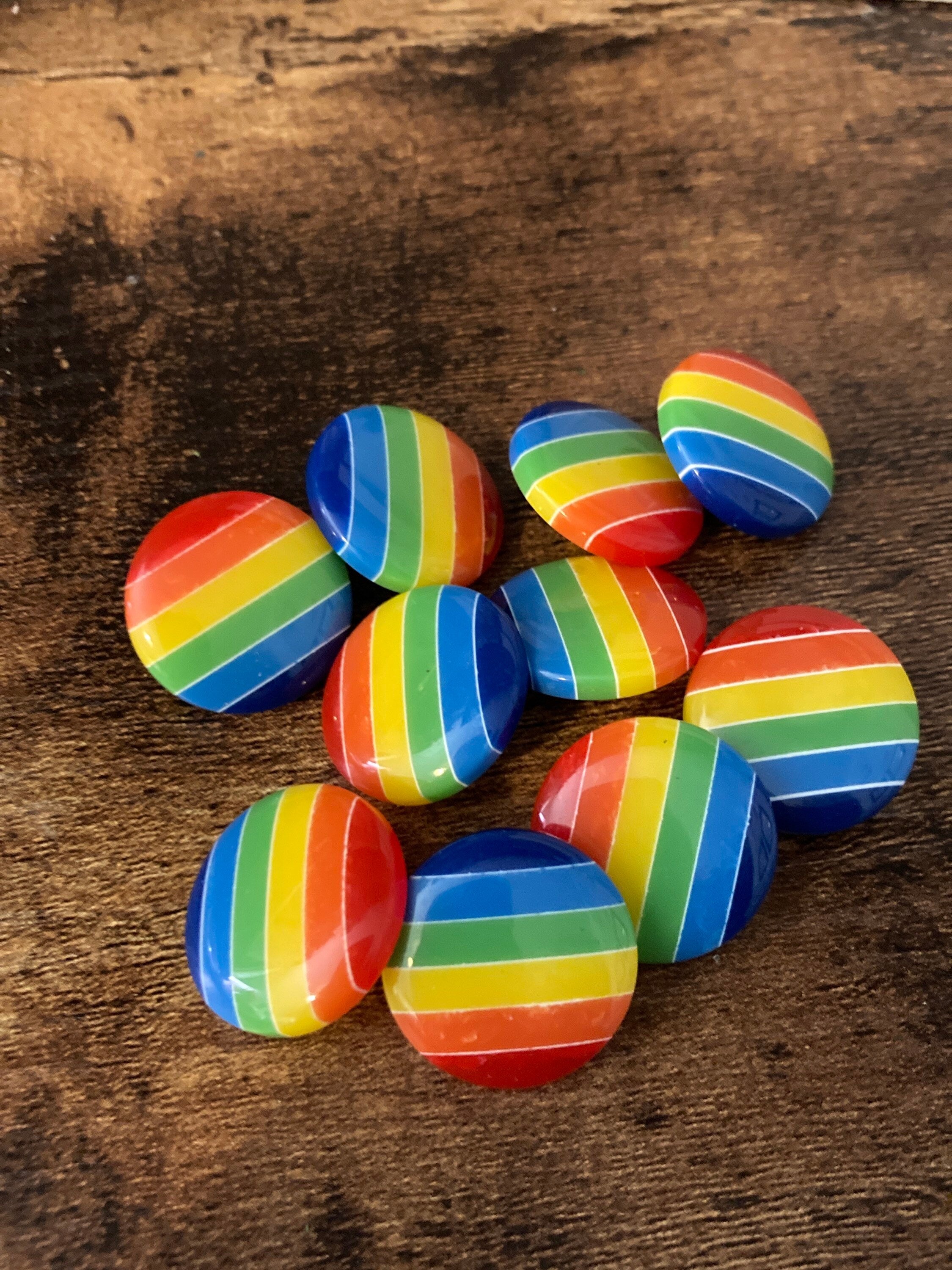 20mm rainbow buttons x 10 plastic