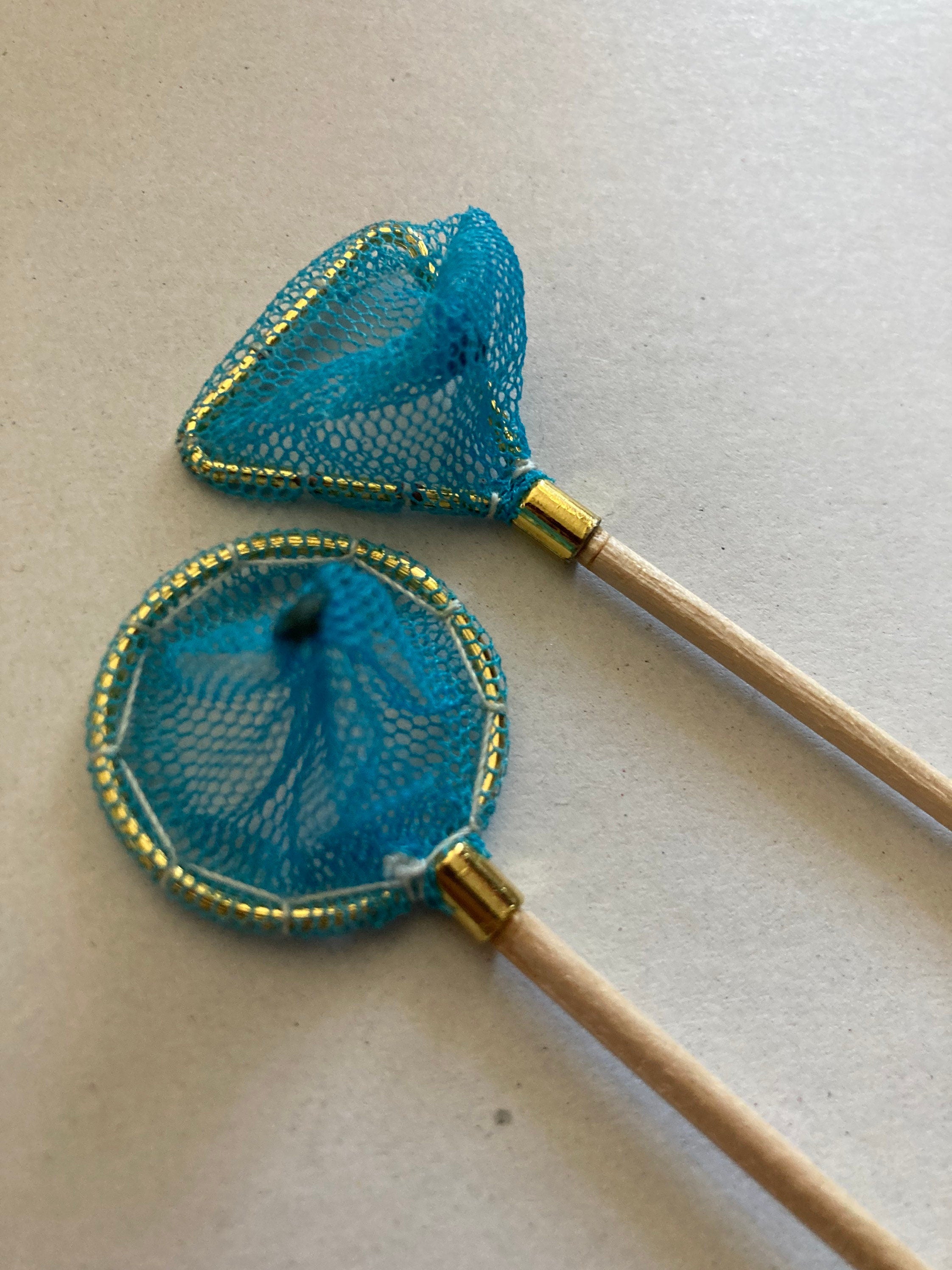 Pair of miniature fishing nets seaside cake topper decoration nautical