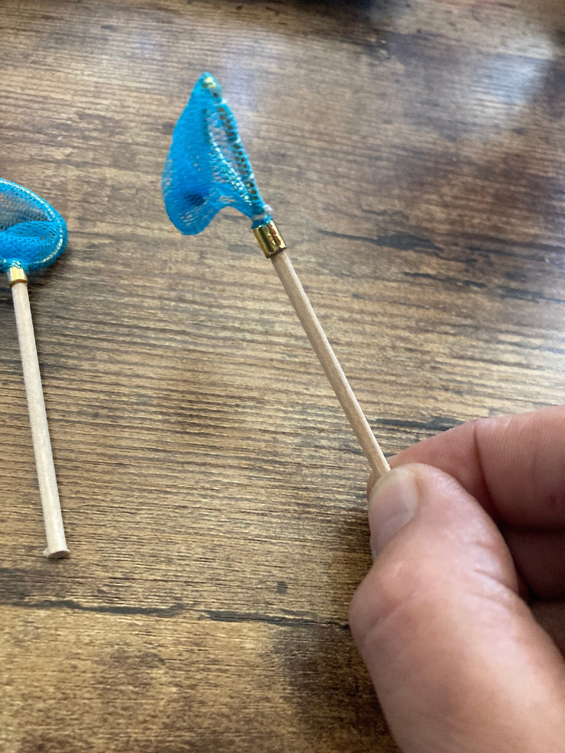 Pair of miniature fishing nets seaside cake topper decoration nautical