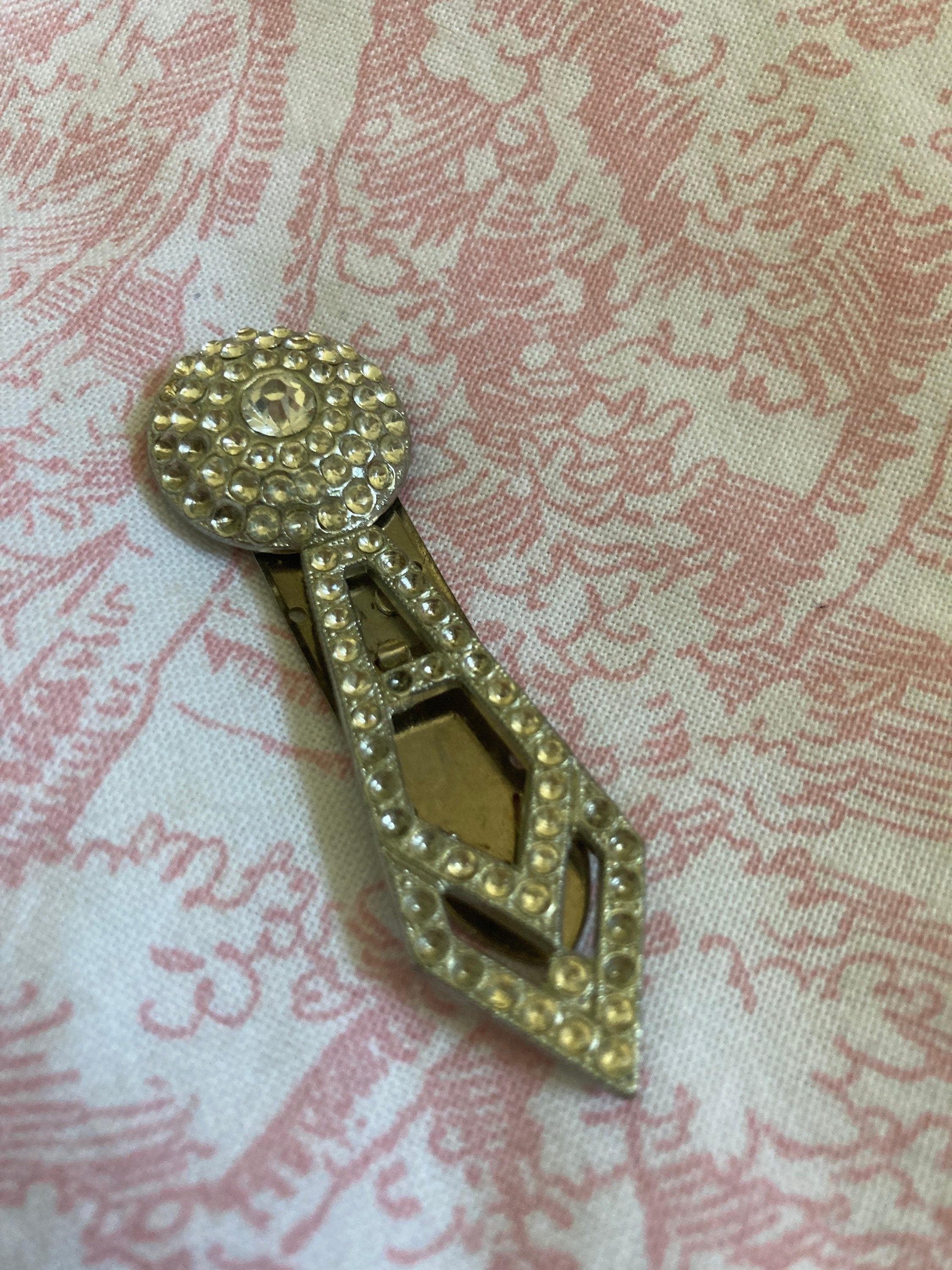 AF Missing stones 1 x Art Deco Chrome Clear glass diamanté  rhinestone Dress Clip
