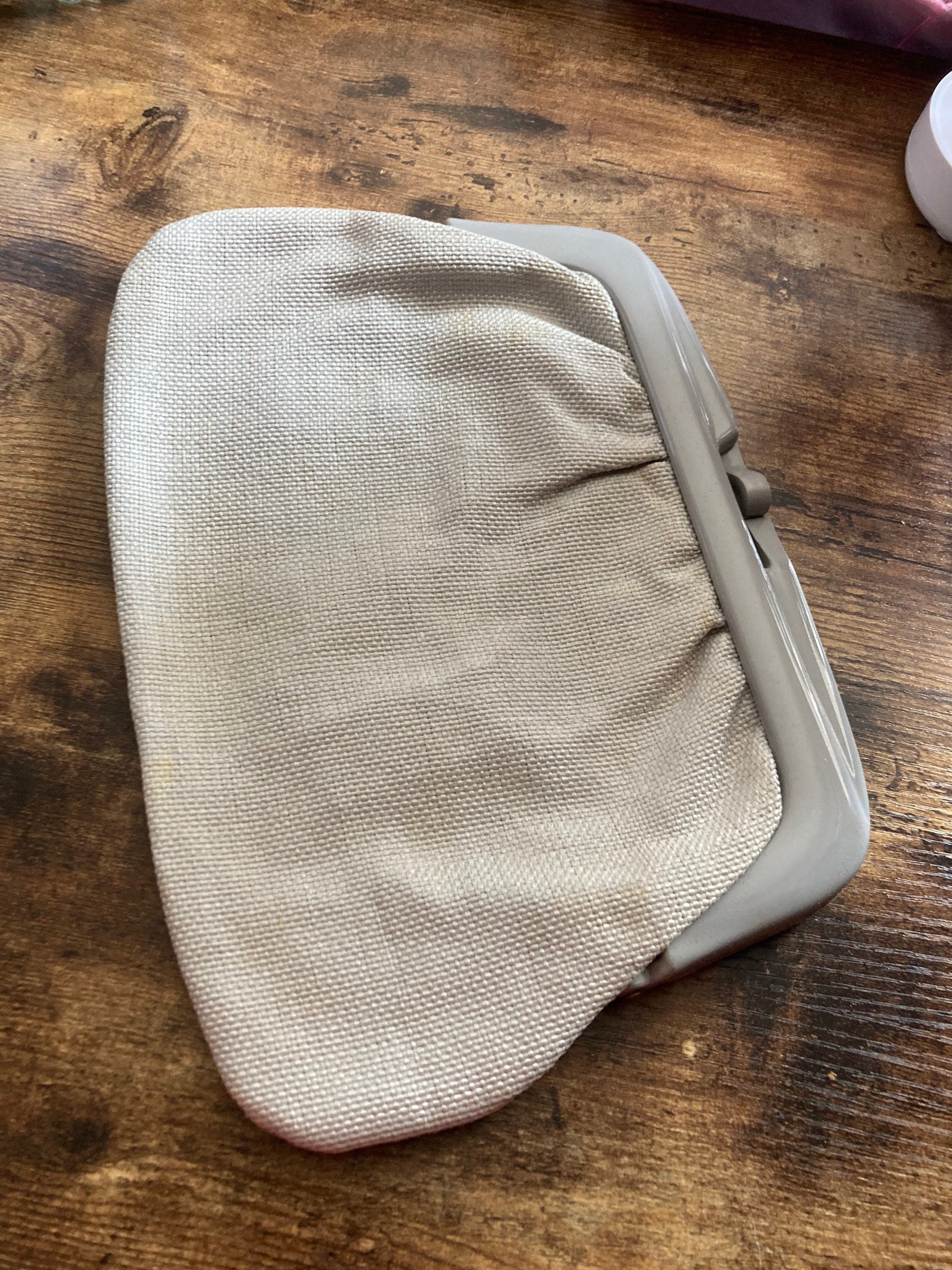 Italian vintage 1970s light grey fabric clutch bag purse