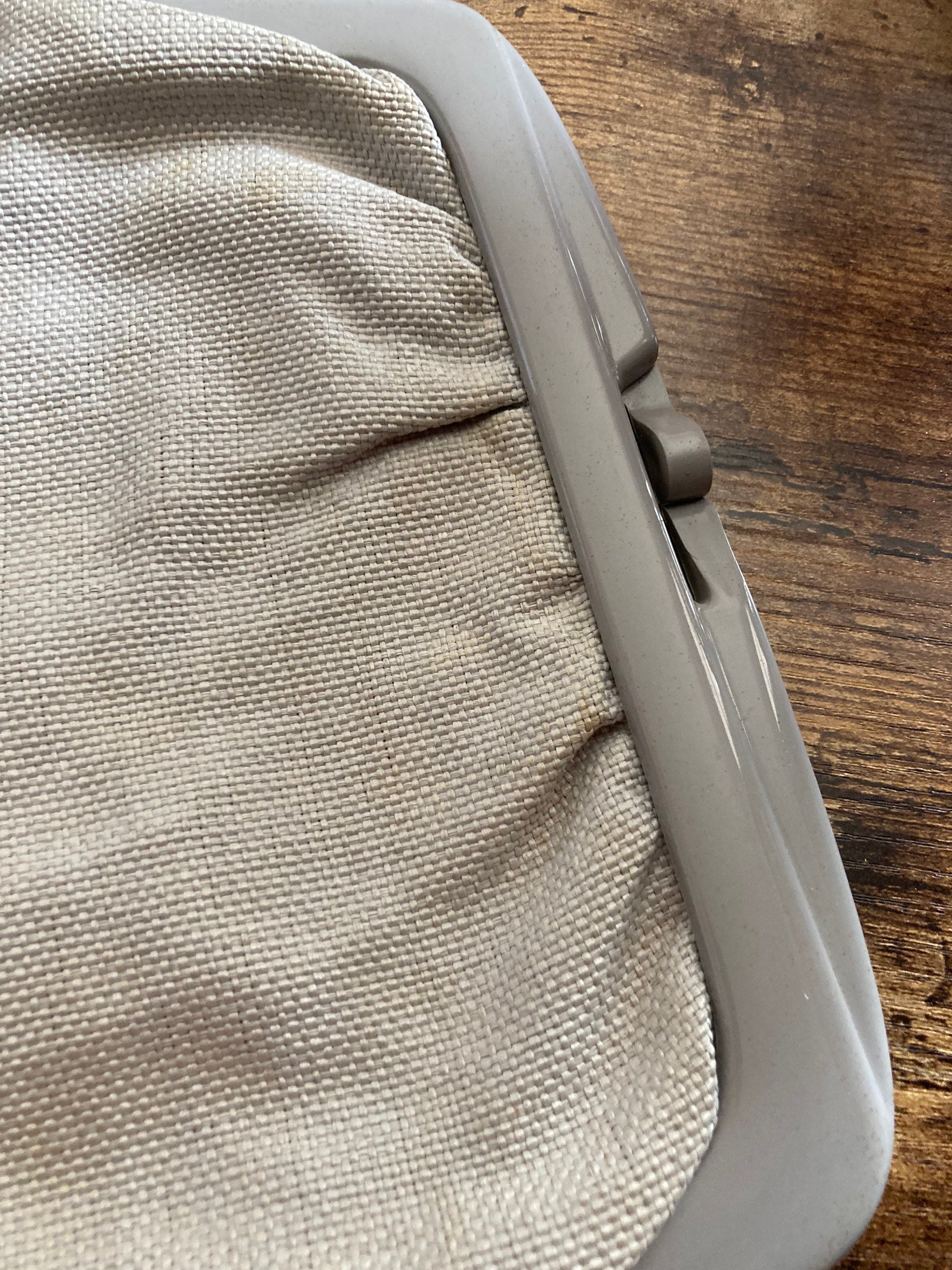 Italian vintage 1970s light grey fabric clutch bag purse