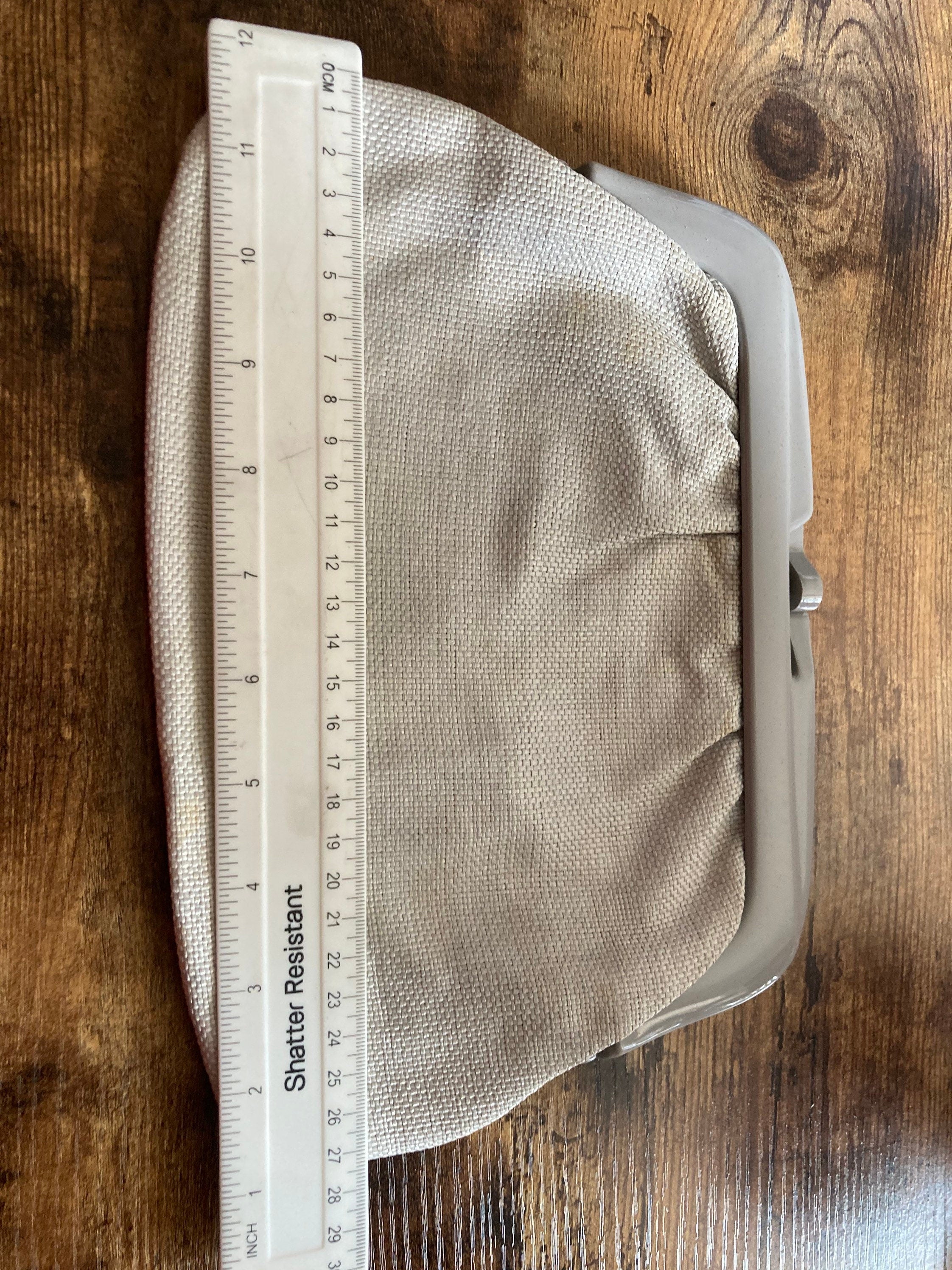 Italian vintage 1970s light grey fabric clutch bag purse