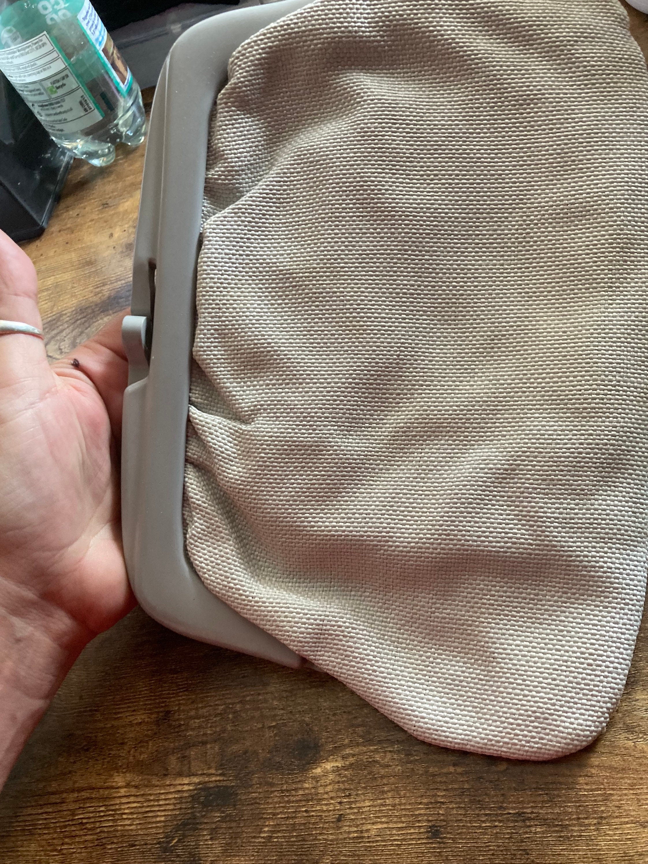Italian vintage 1970s light grey fabric clutch bag purse