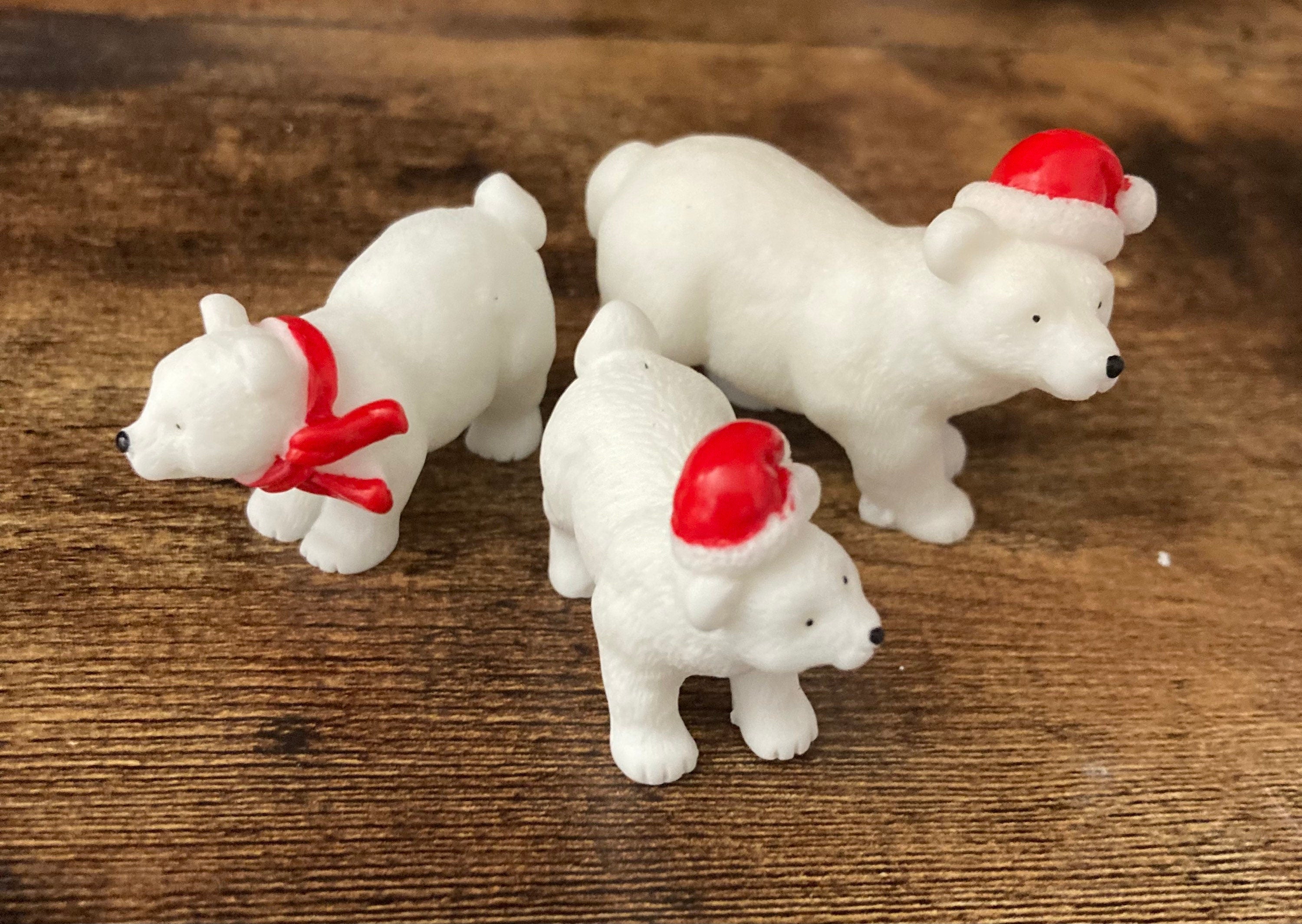 Polar bear family Christmas cake topper decorations , set of three