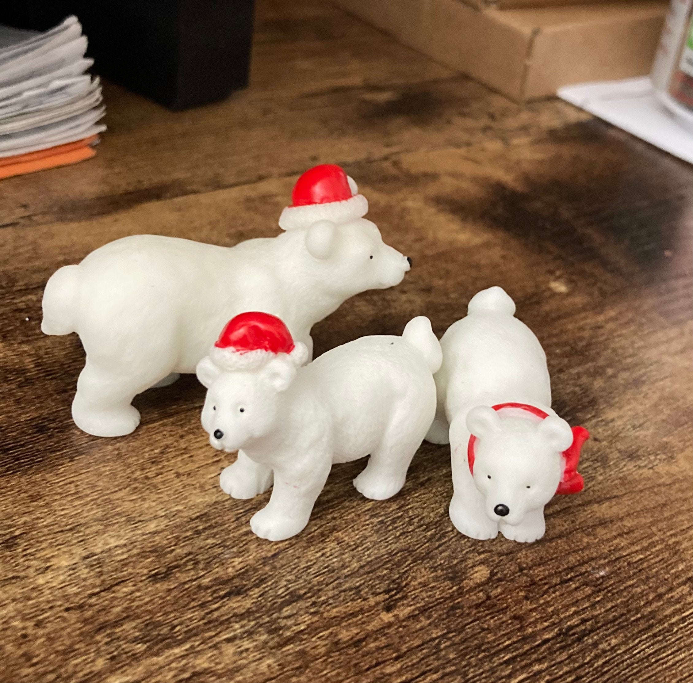 Polar bear family Christmas cake topper decorations , set of three