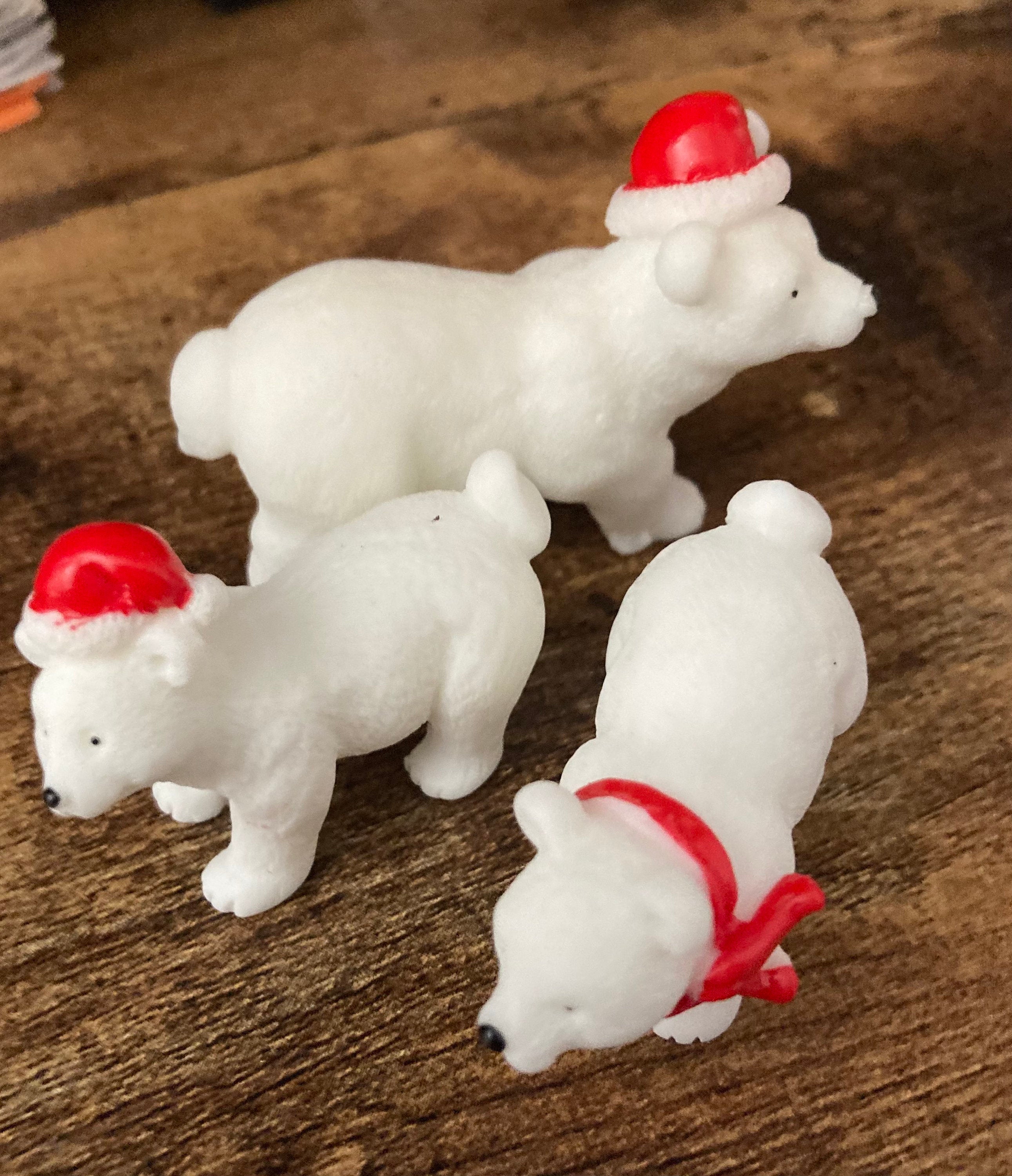 Polar bear family Christmas cake topper decorations , set of three