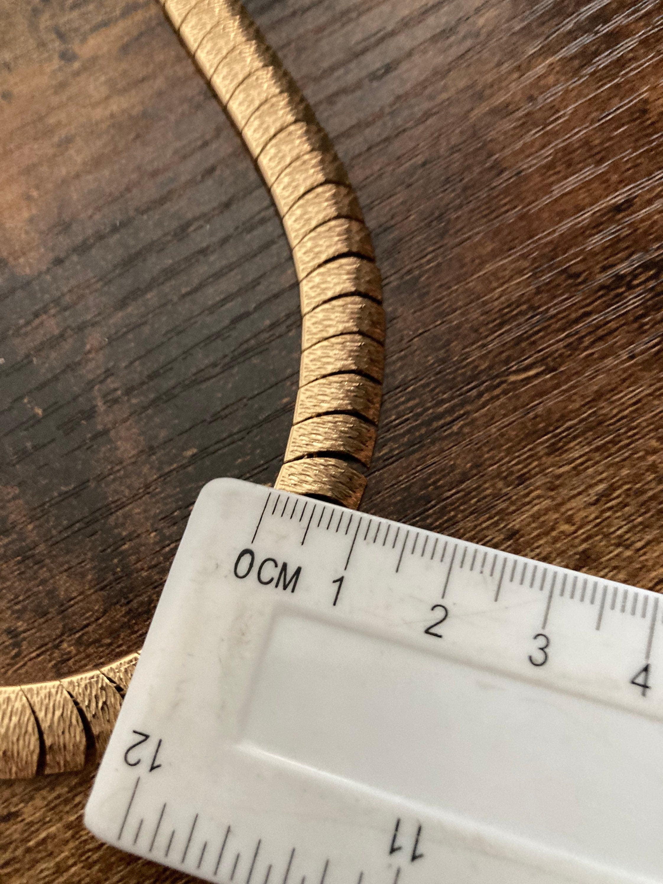 Vintage Retro Egyptian Revival Cleopatra Necklace Wide Link Runway Statement Choker  gold  tone necklace 1960s 1970s  adj to 44 cm