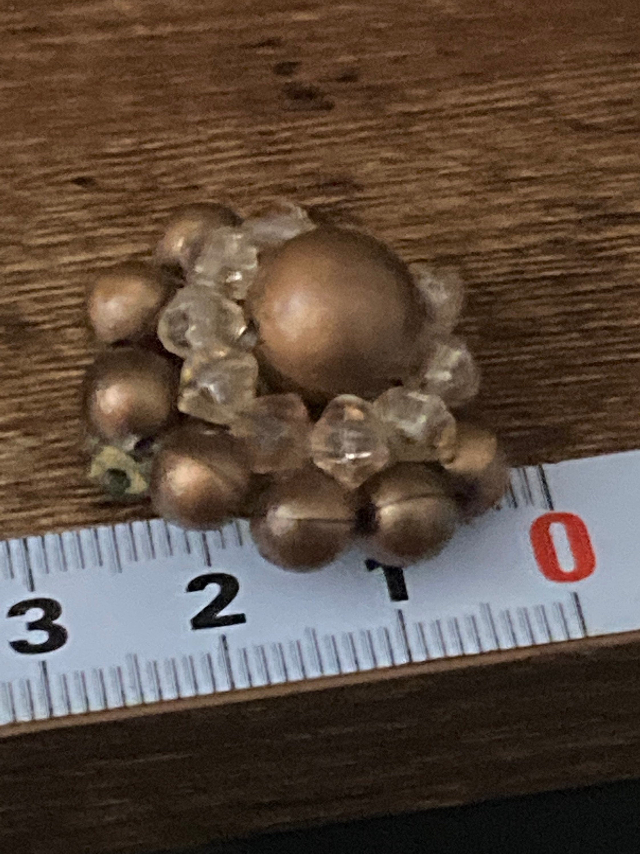 Signed west Germany Vintage brown crystal beaded glass Cluster Clip On Earrings