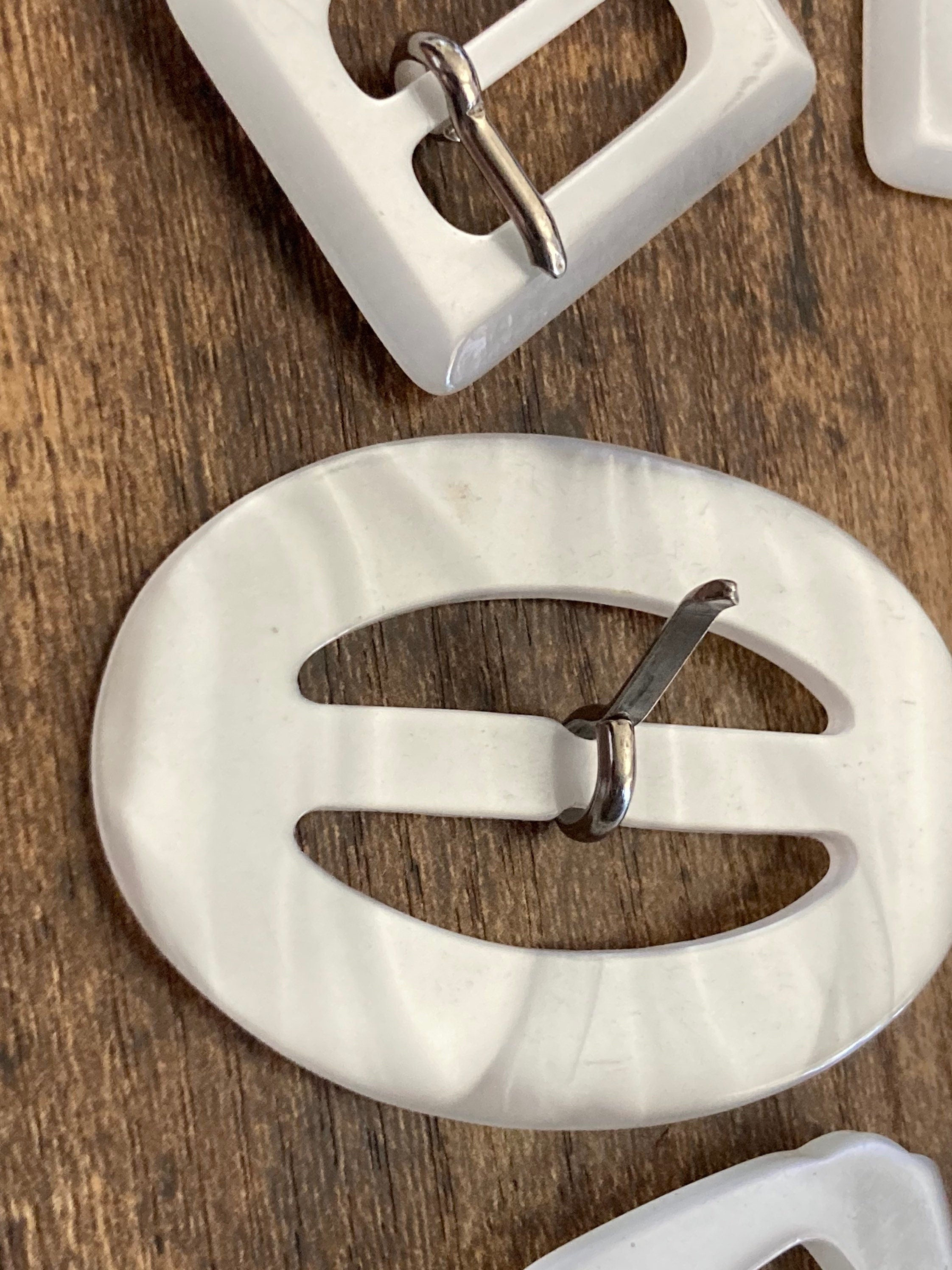 Job Lot Retro Belt Buckles plastic faux pearl haberdashery