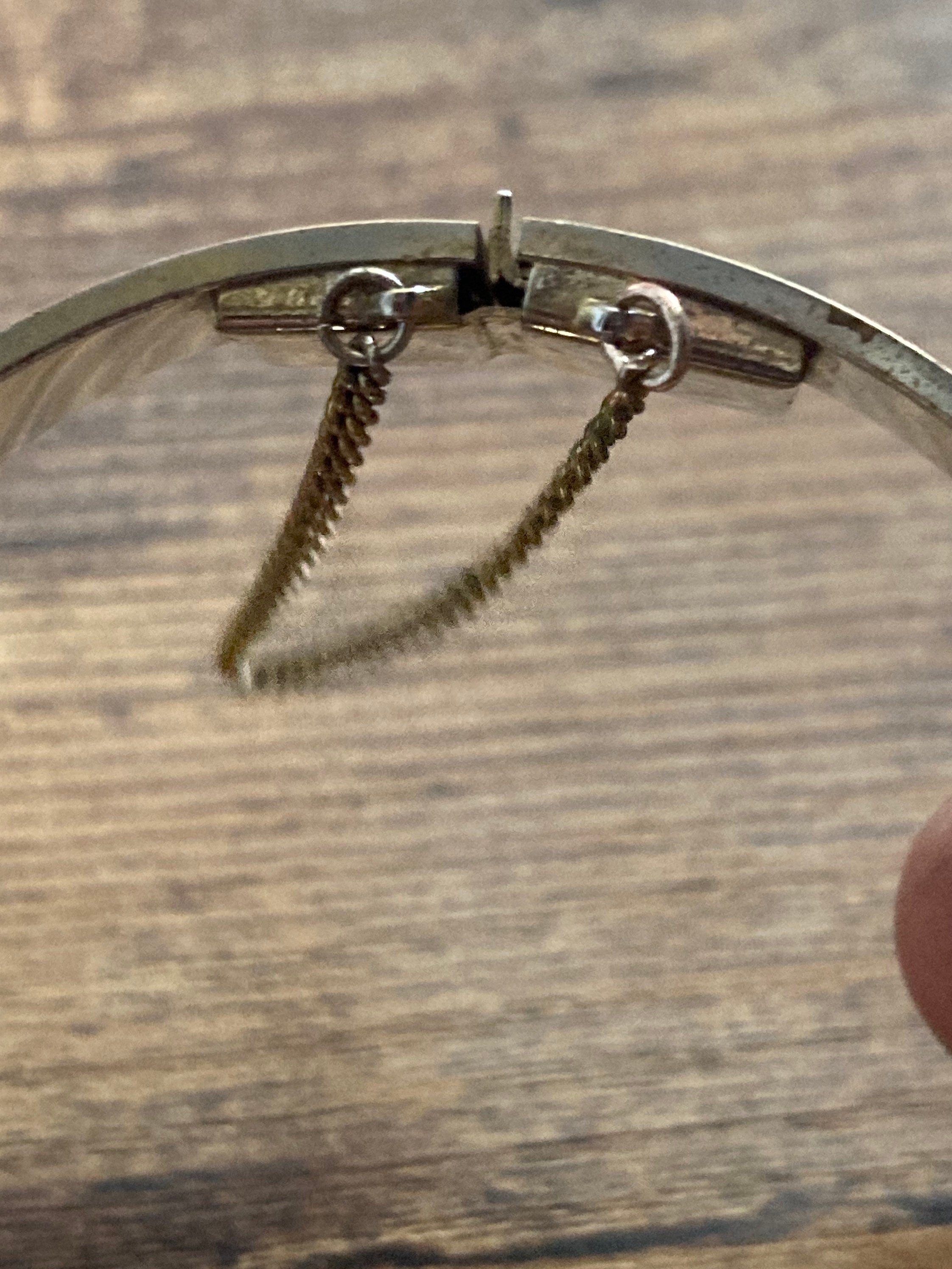 1980s Champagne Gold tone etched wide clamper Bangle