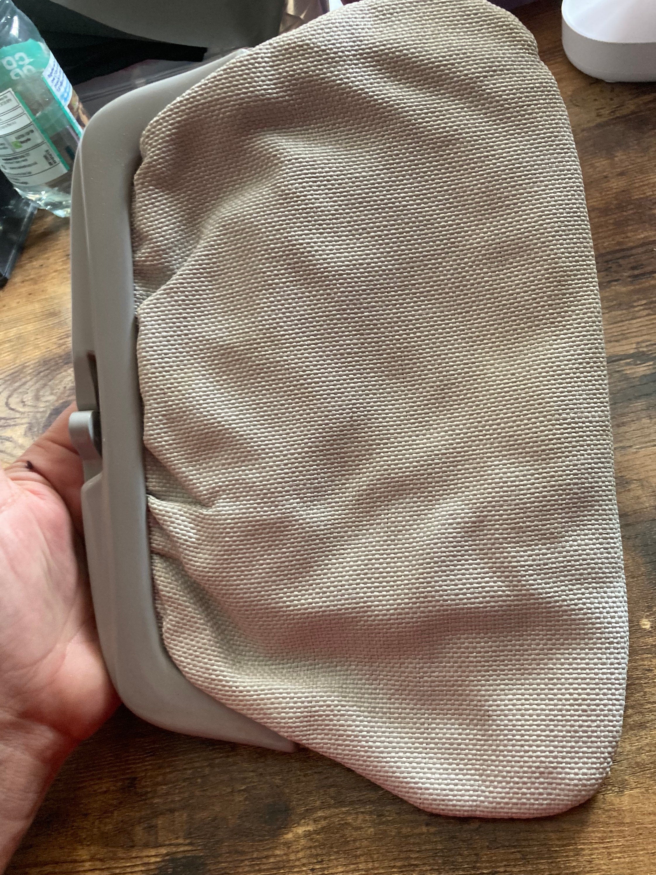 Italian vintage 1970s light grey fabric clutch bag purse