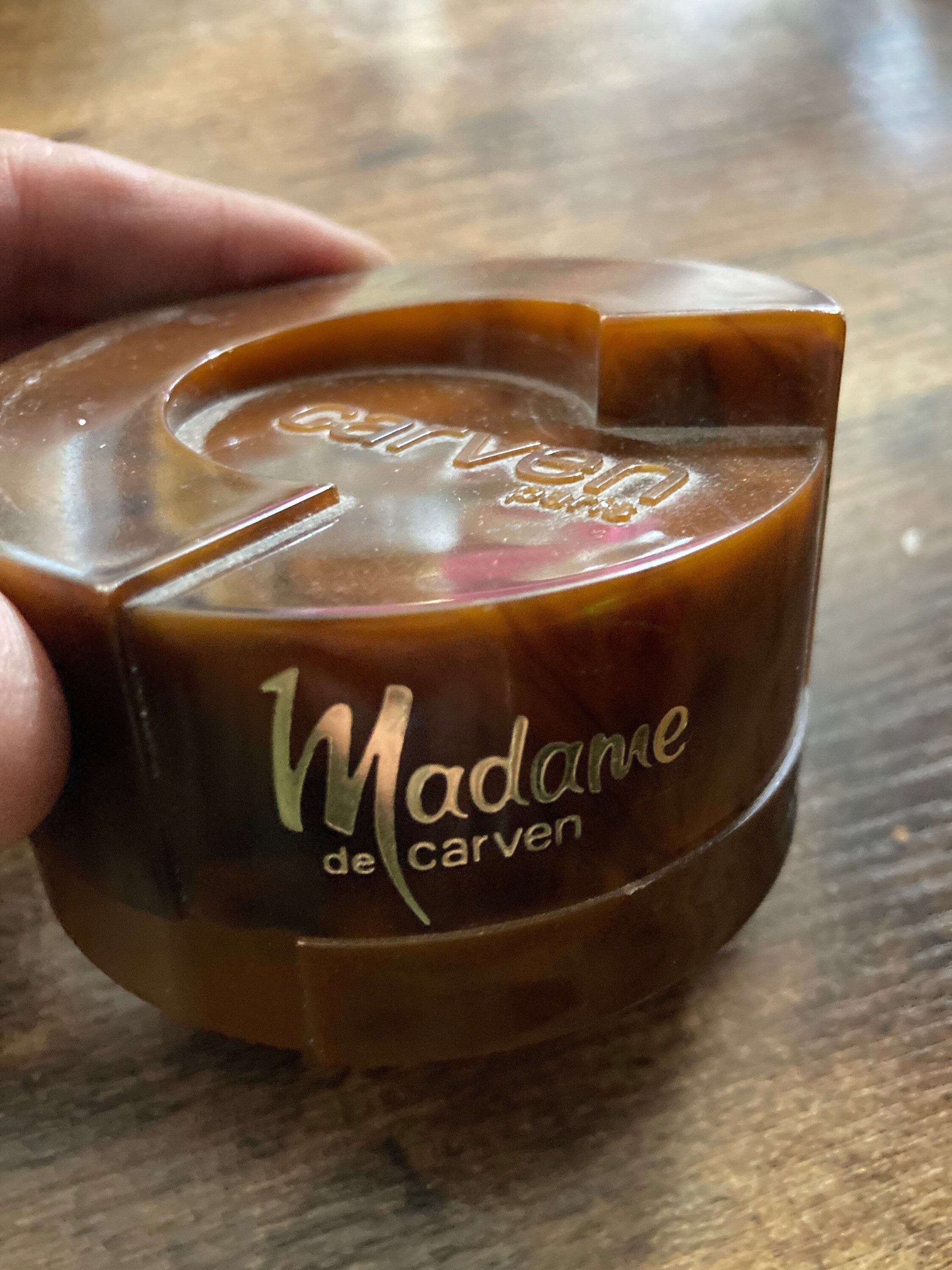 Madame de carven Paris sealed soap in brown plastic box vintage cosmetics