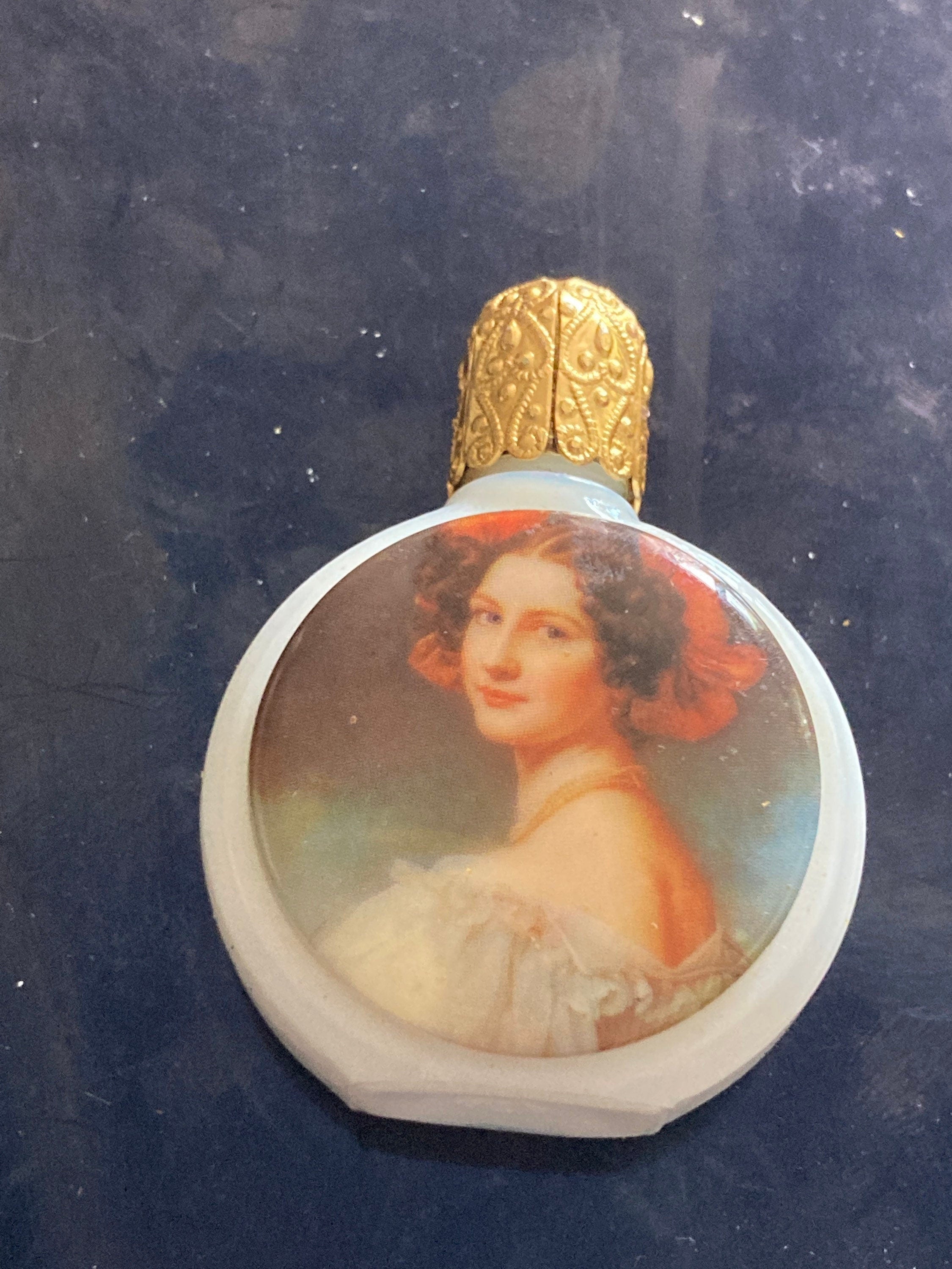 Vintage French white milk glass perfume bottle with scent dabber Limoges or Fragonard