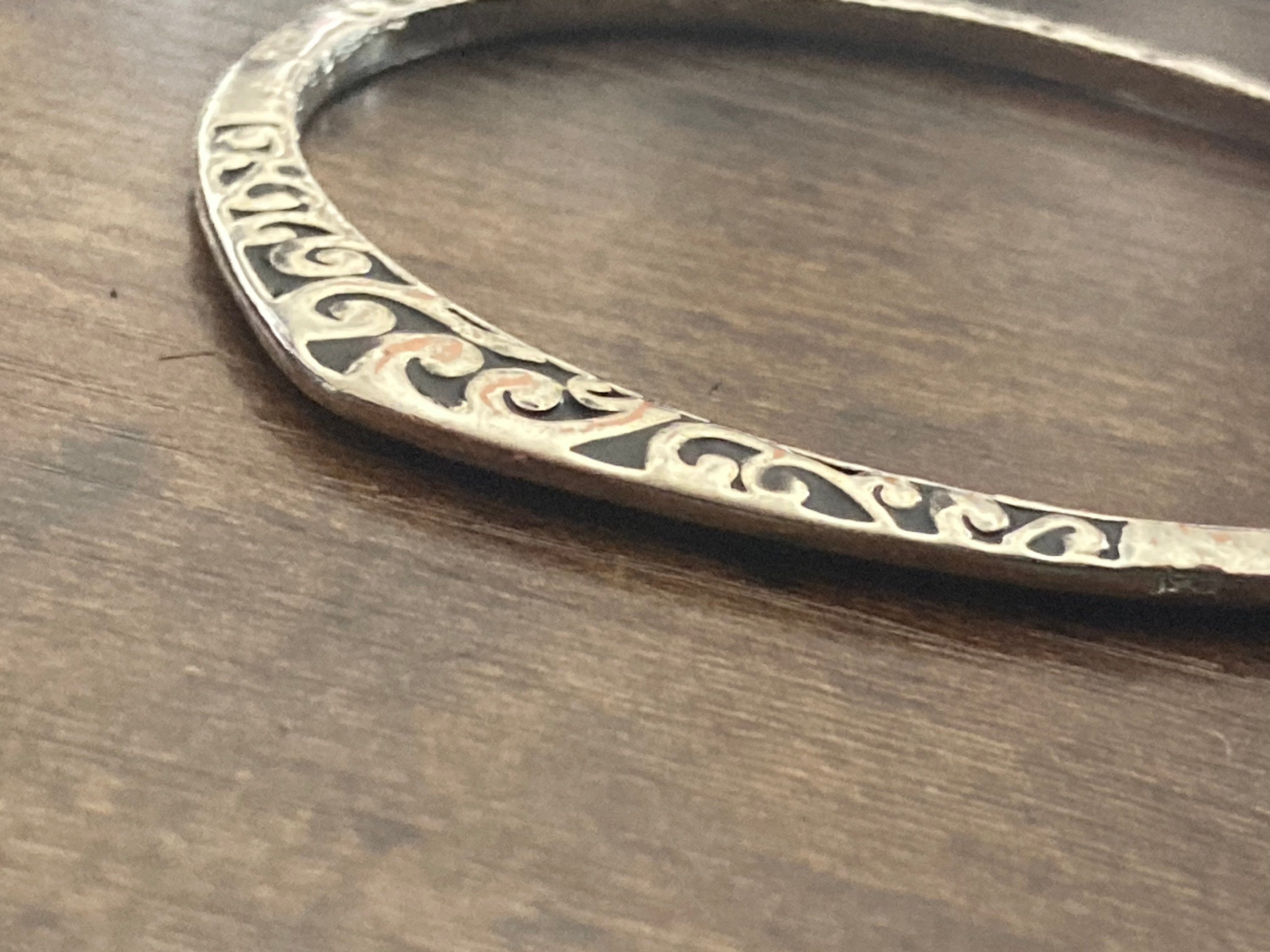 JVT Bali collection stamped 925 silver Triangular open work Cuff Bangle Bracelet