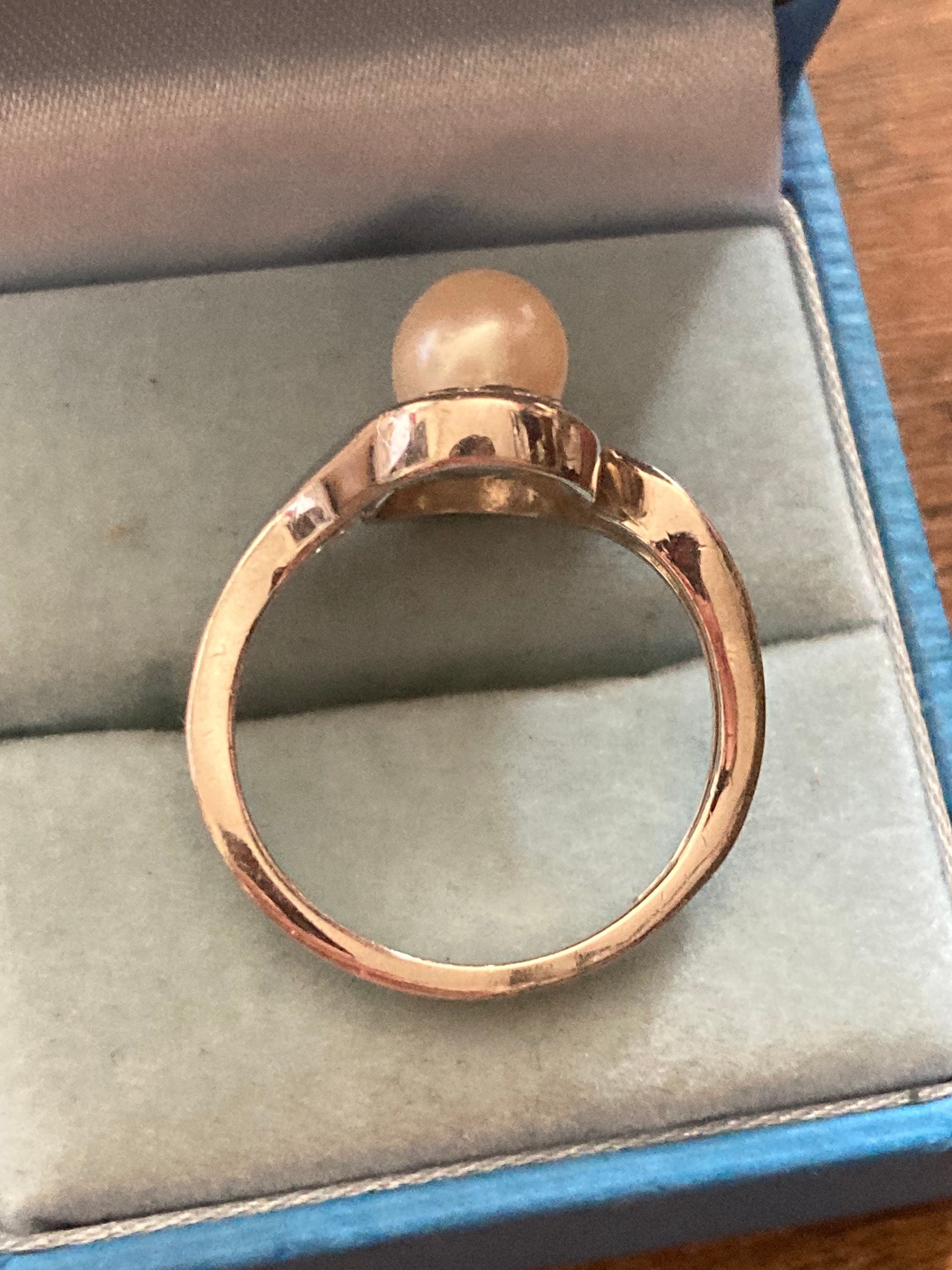 SIZE R S silver overlay ladies genuine pearl cocktail ring