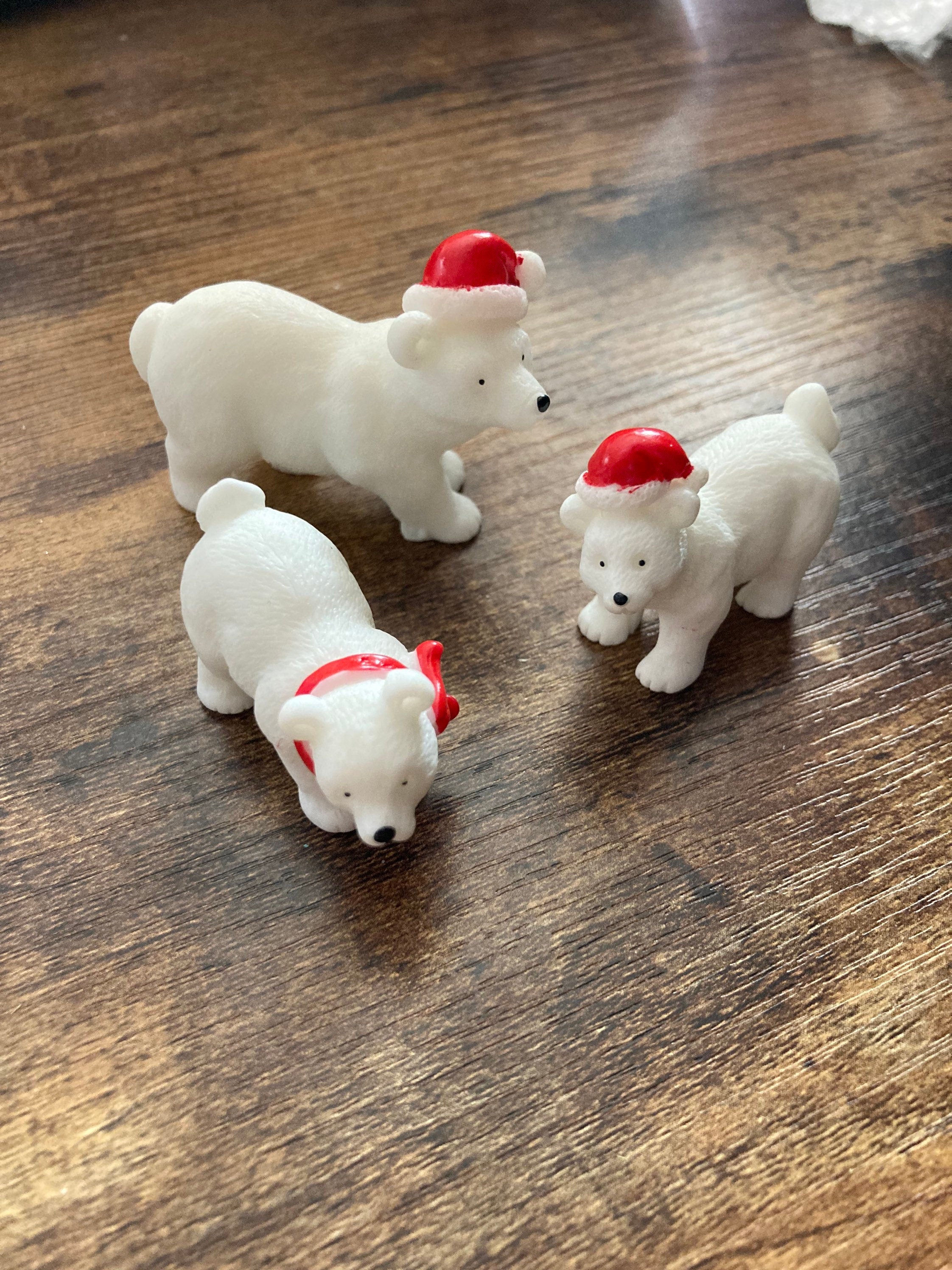 Polar bear family Christmas cake topper decorations , set of three