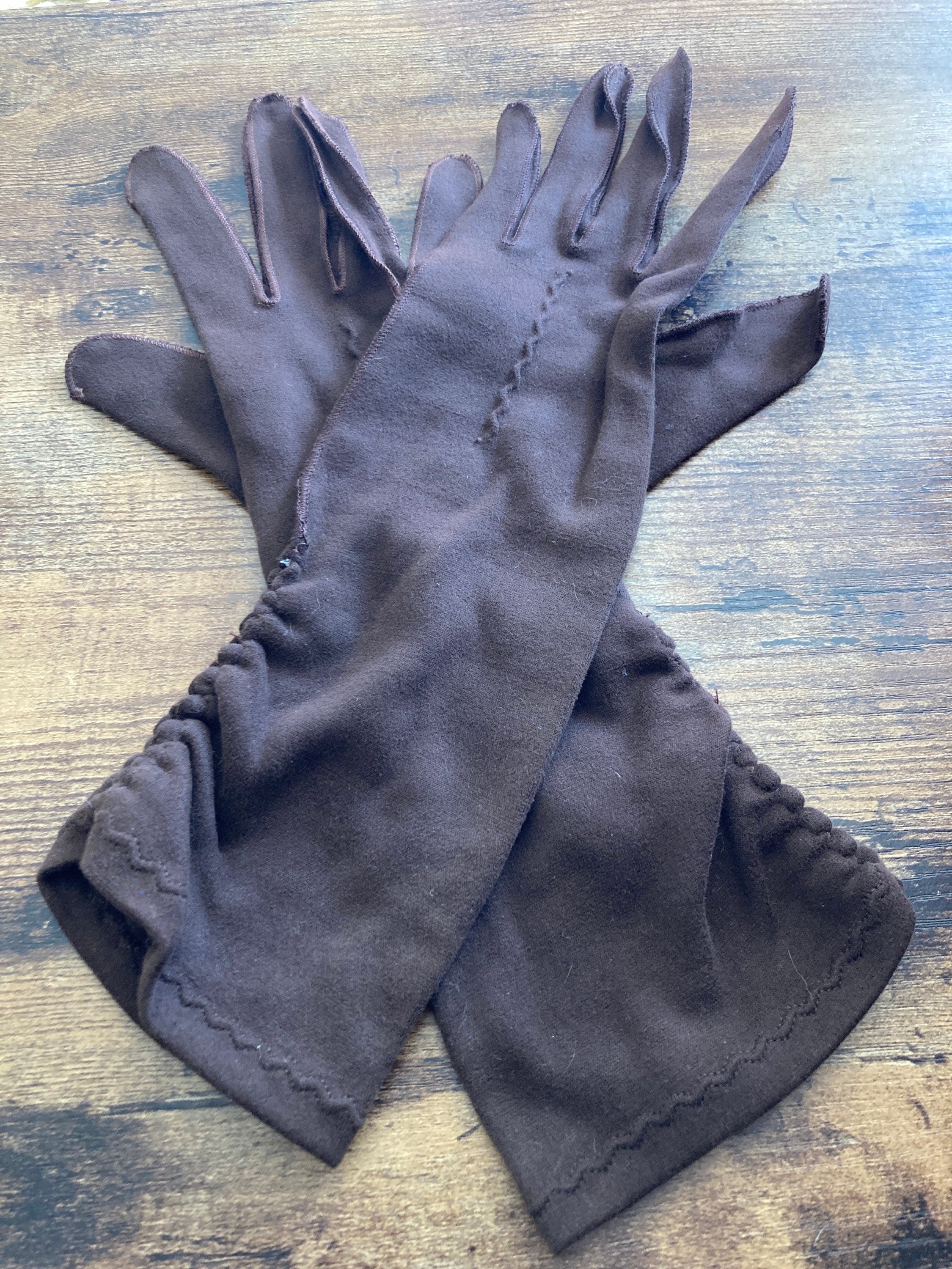 Simplex size 7 medium brown vintage gloves mid length formal