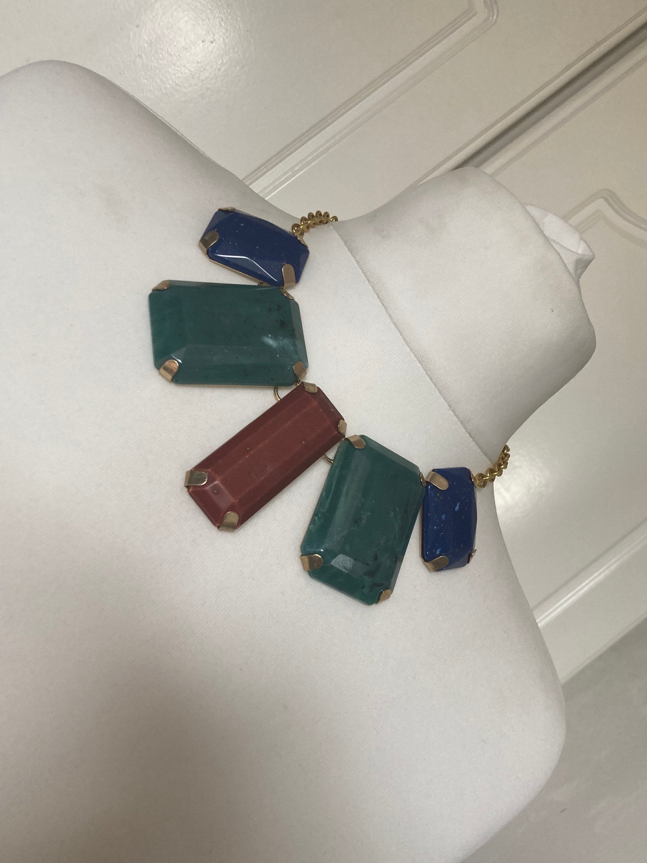retro Italian huge cabochon statement collar bib statement necklace