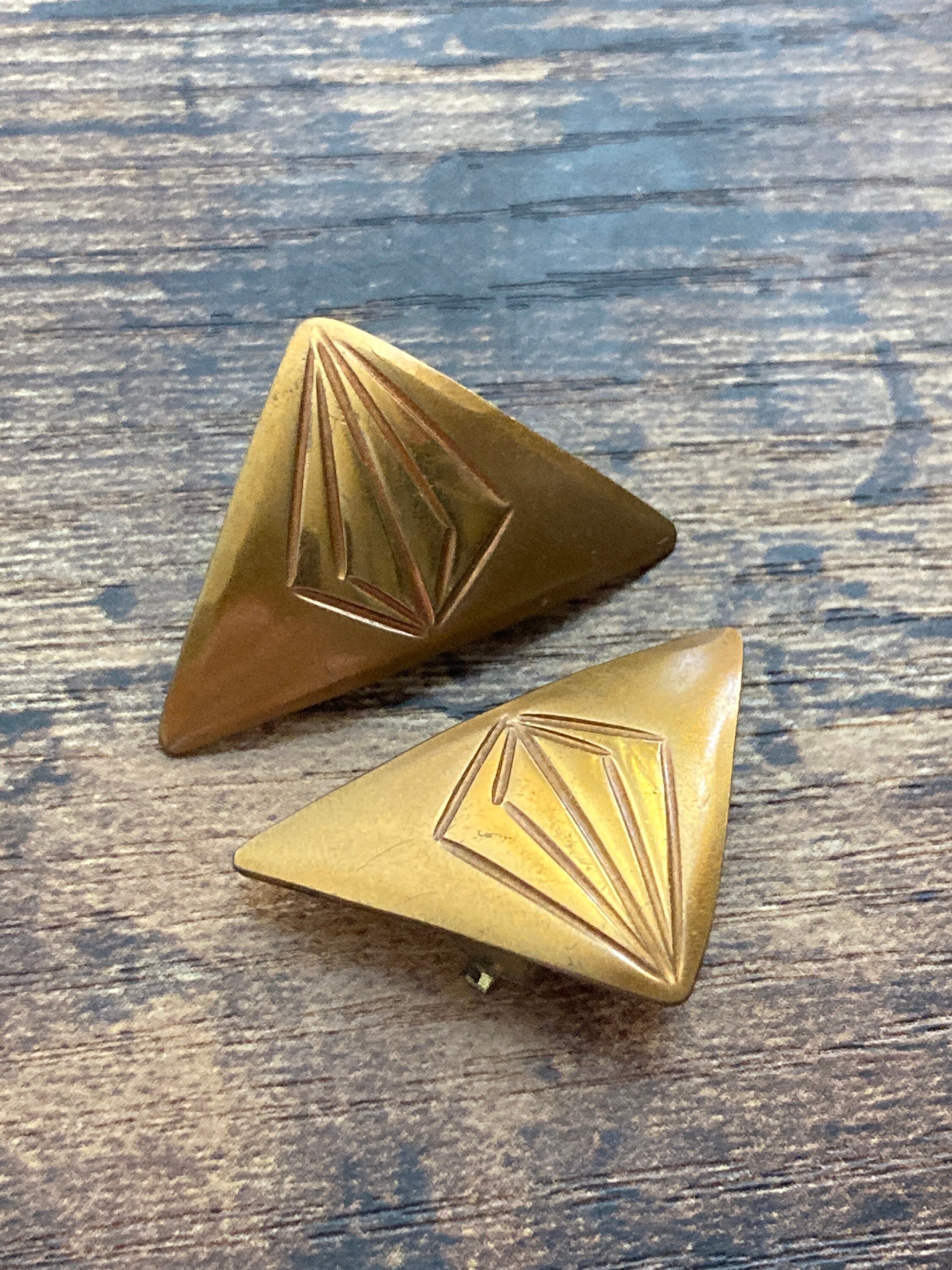 Signed Moda Maltese brass abstract clip on earrings from Malta