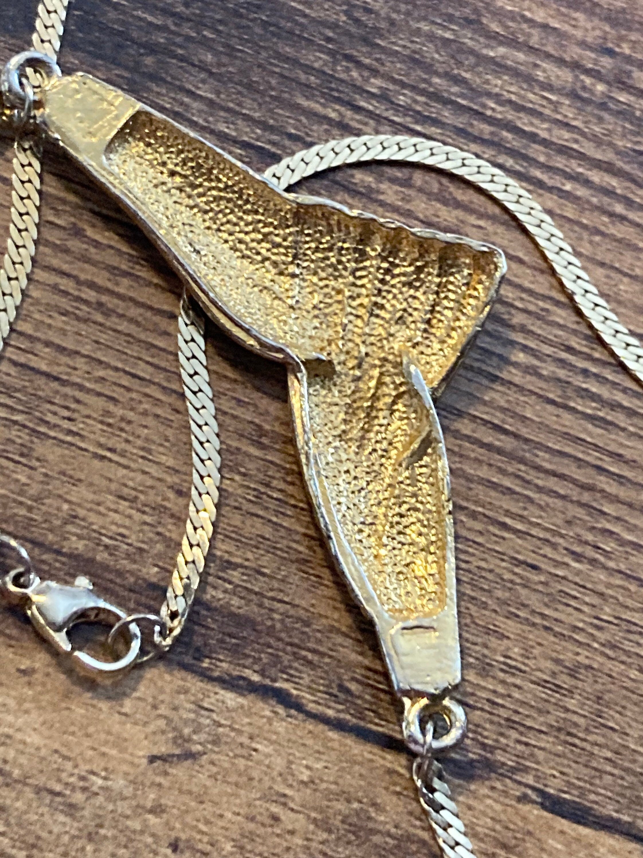Vintage gold tone and black enamel flat chain choker necklace 50cm