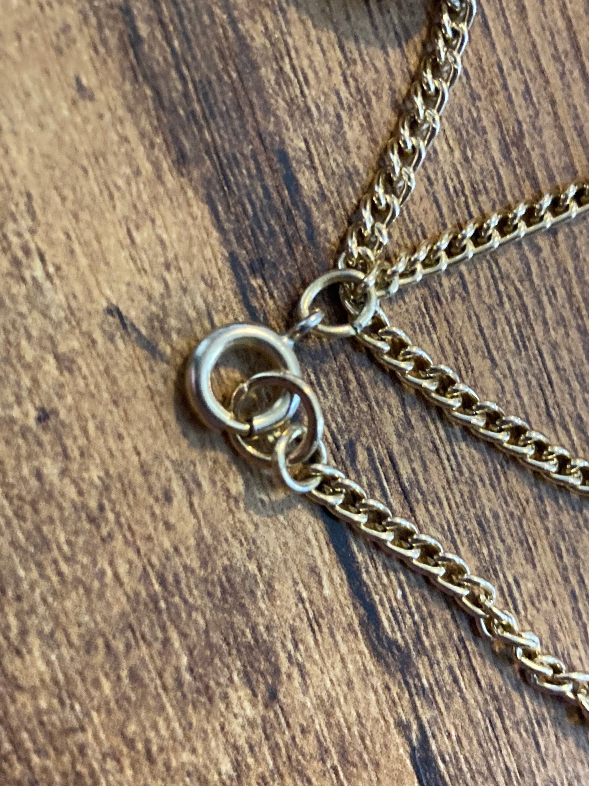Vintage antique metal and brown wooden beaded station link necklace