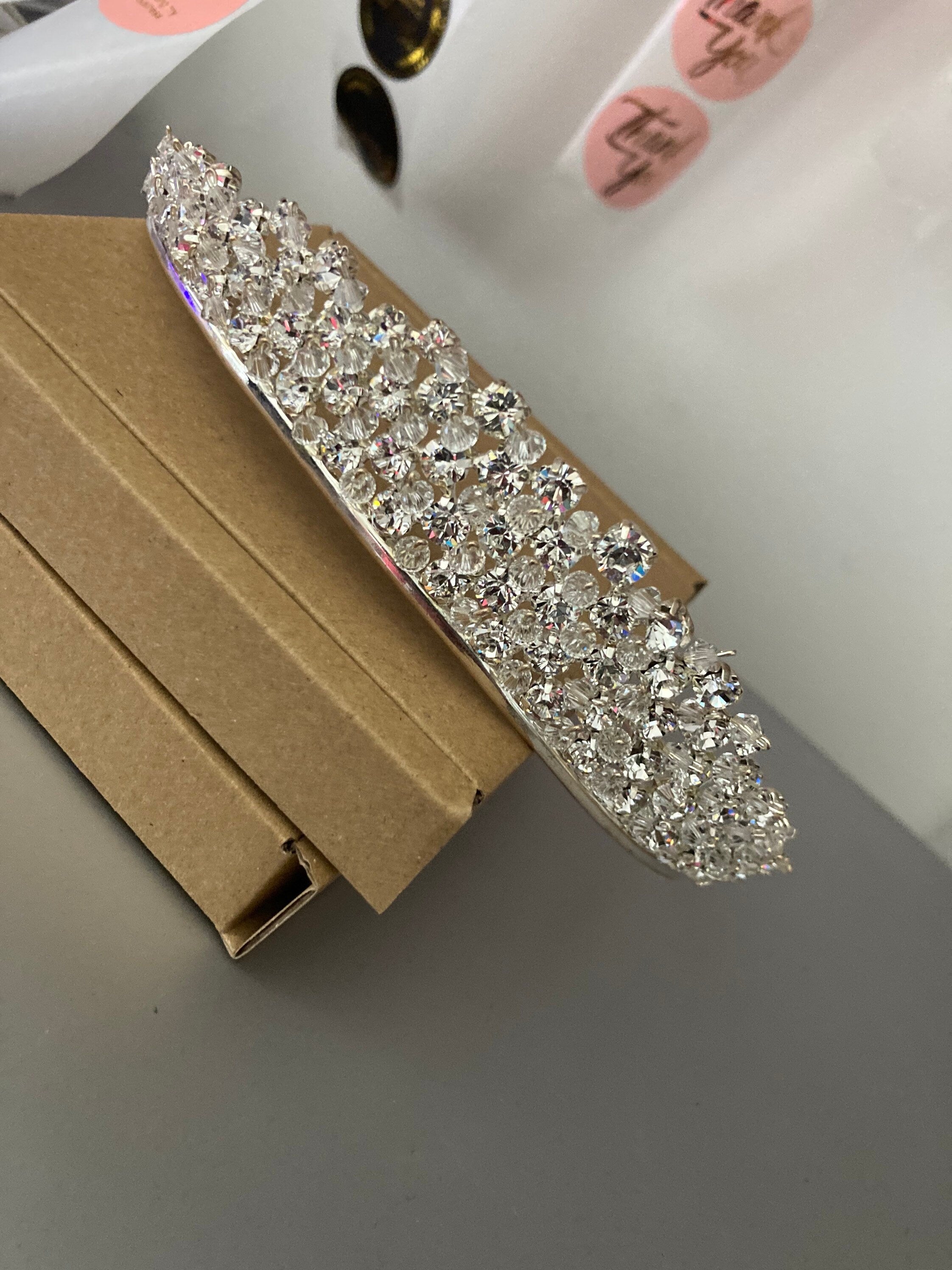 silver tone clear crystal rhinestone ladies girls tiara