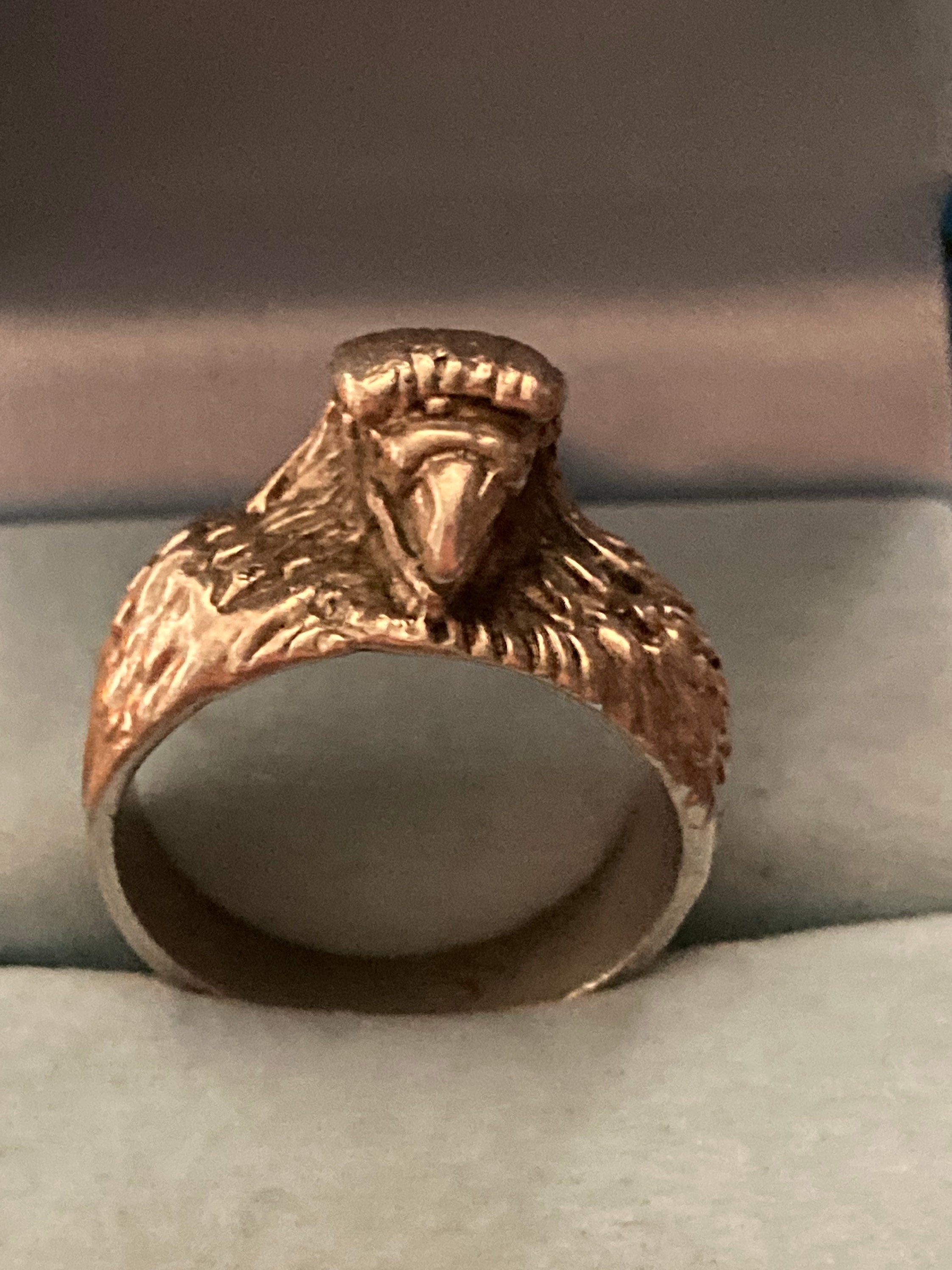 Size Q Mens large cast eagle bird ring Solid silver not hallmarked white metal