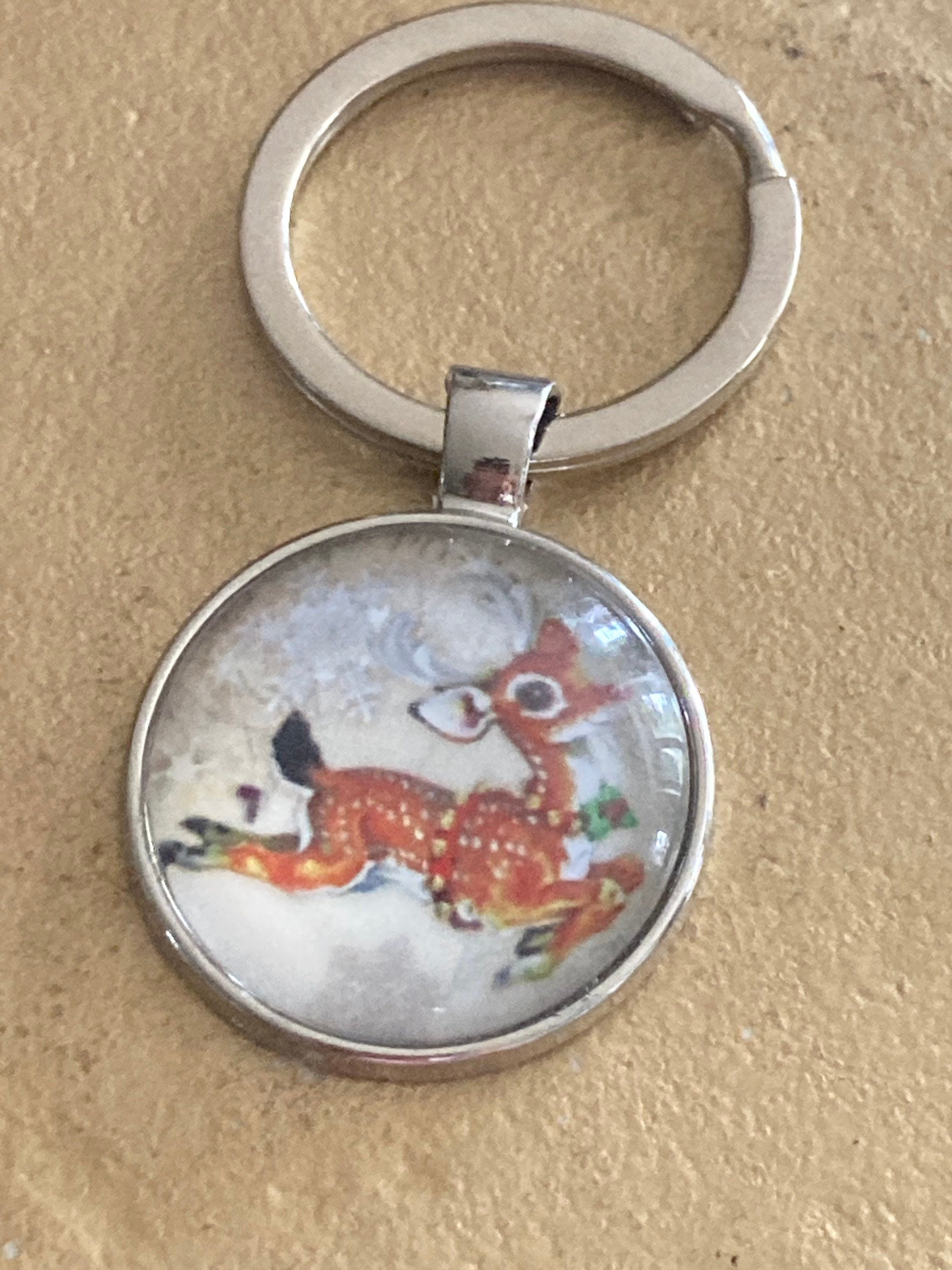Christmas leaping reindeer keyring  stocking filler Xmas presents gift