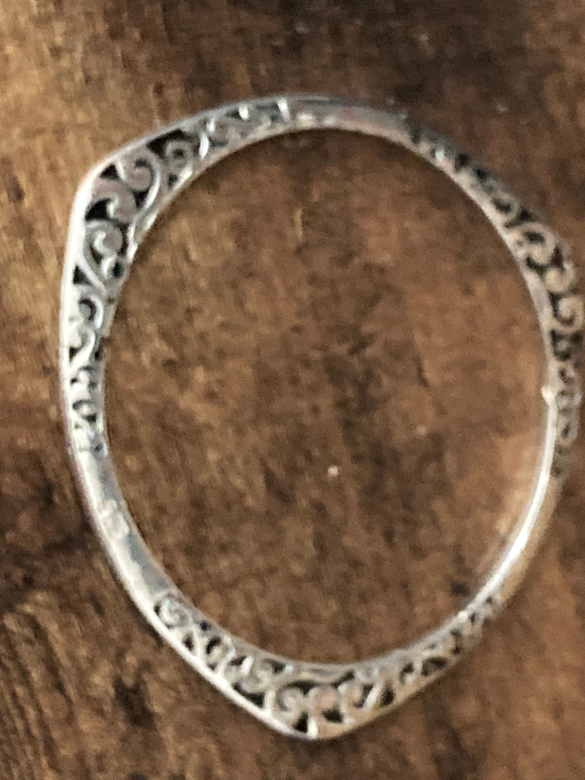 JVT Bali collection stamped 925 silver Triangular open work Cuff Bangle Bracelet