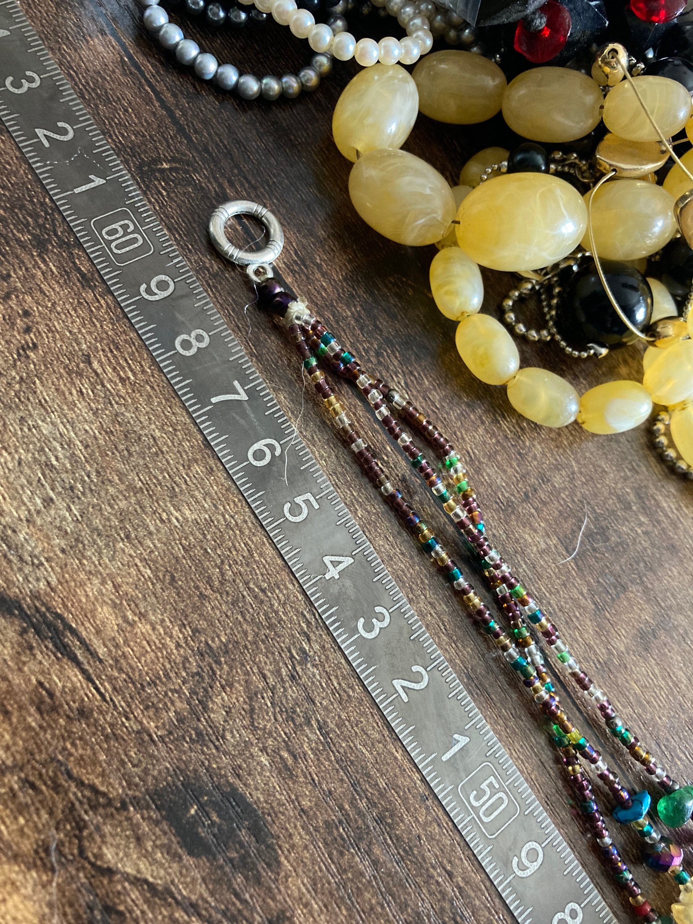 Eastern beaded necklace with turquoise cream amethyst gemstones