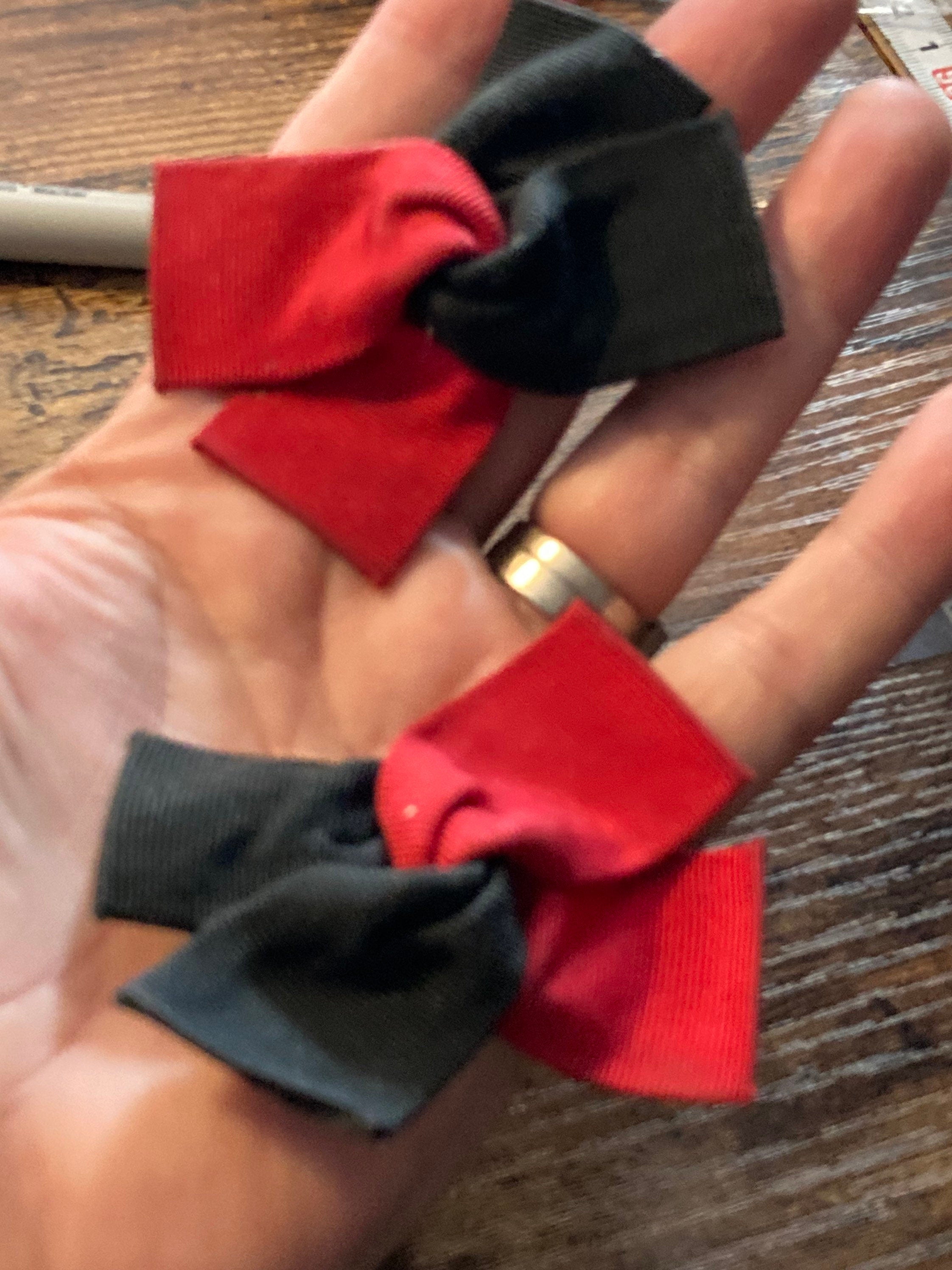 Vintage Retro Red black grosgrain pair of BOW shoe clips