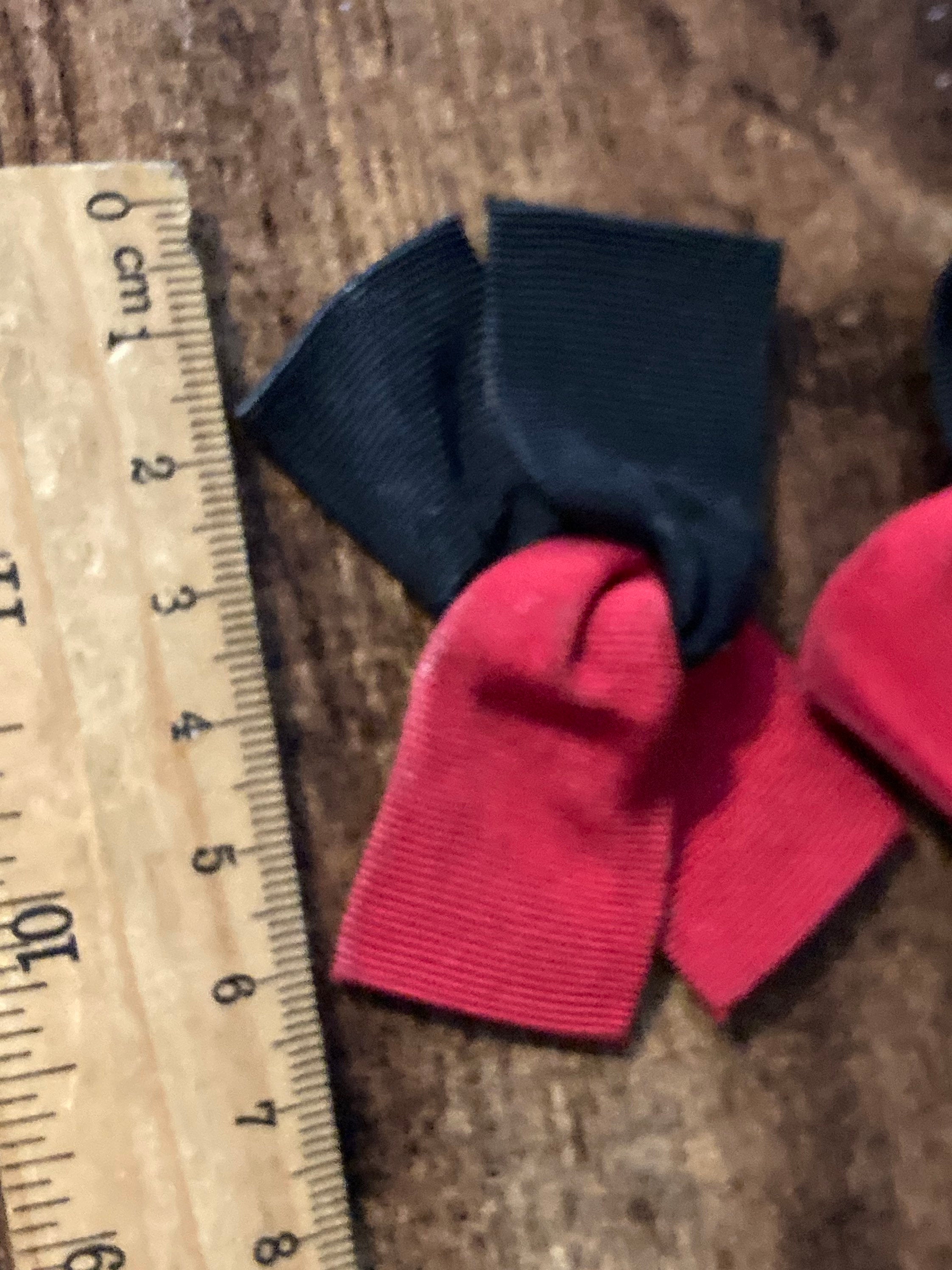 Vintage Retro Red black grosgrain pair of BOW shoe clips