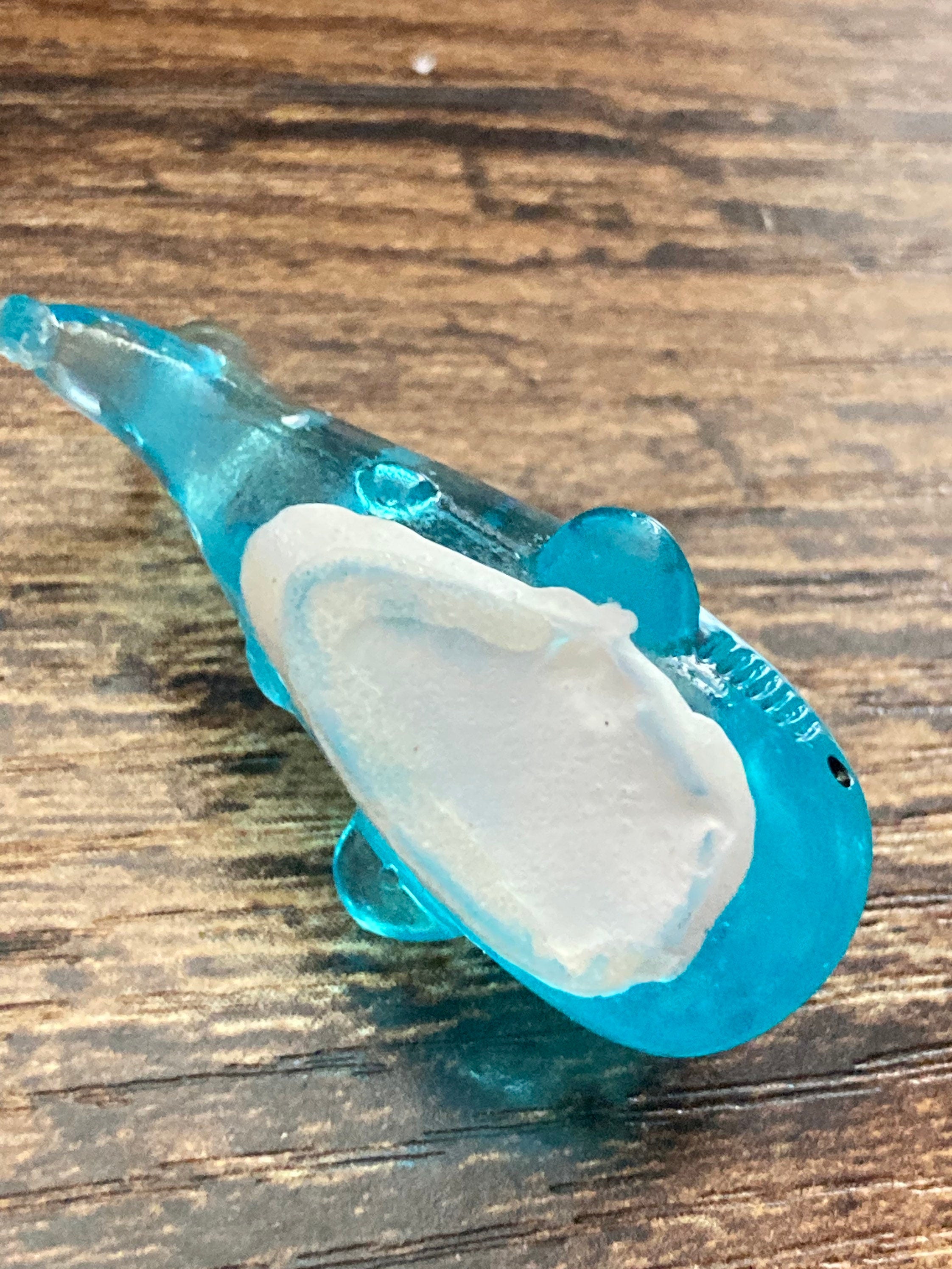 mini BLUE mermaid tail cake topper miniature plastic blue glitter scenery decoration fish