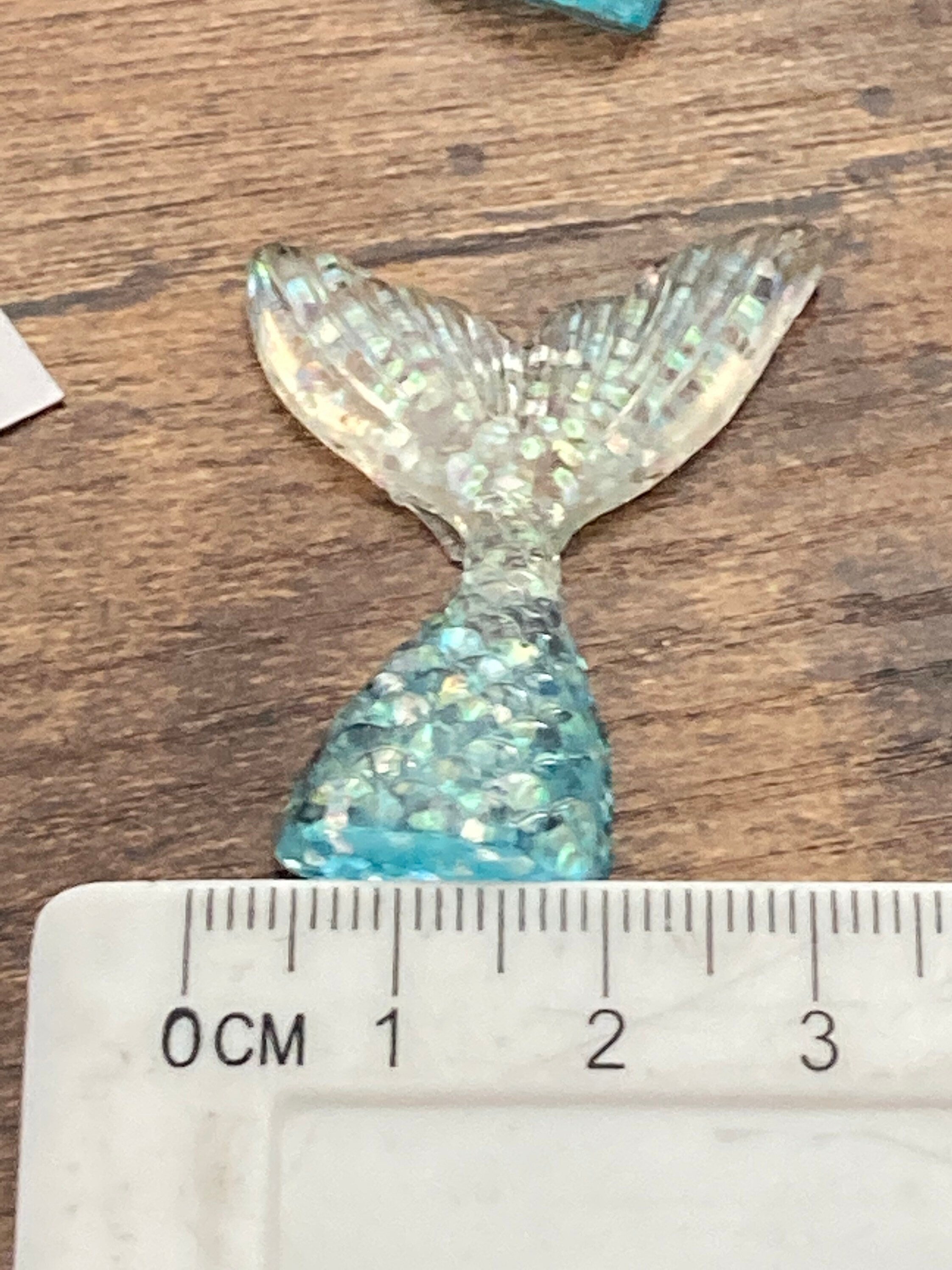 mini BLUE mermaid tail cake topper miniature plastic blue glitter scenery decoration fish