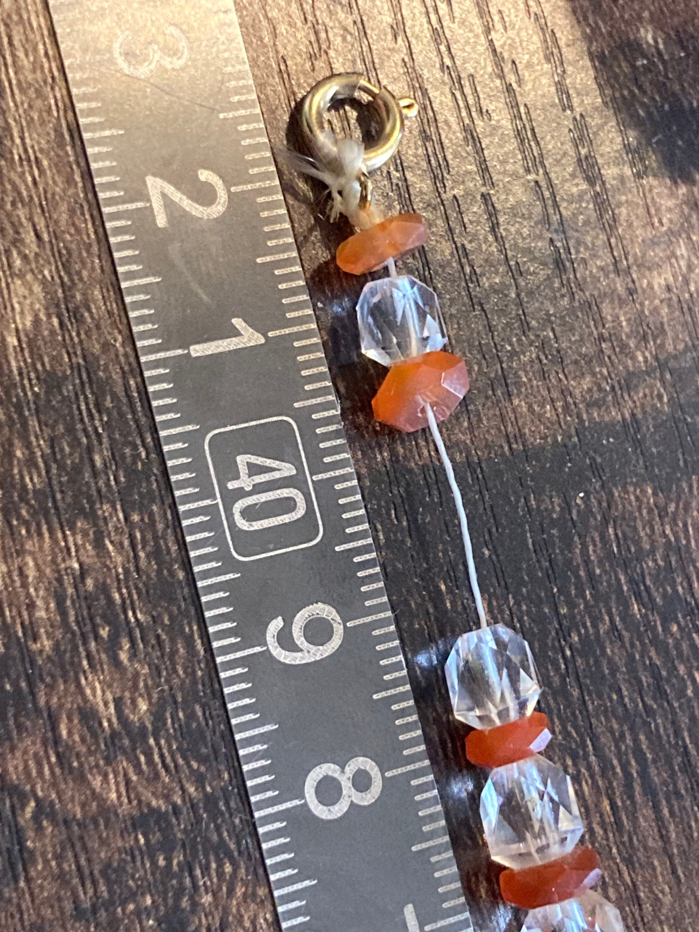 Art Deco 1920s clear orange beaded glass necklace in need of restringing 42cm