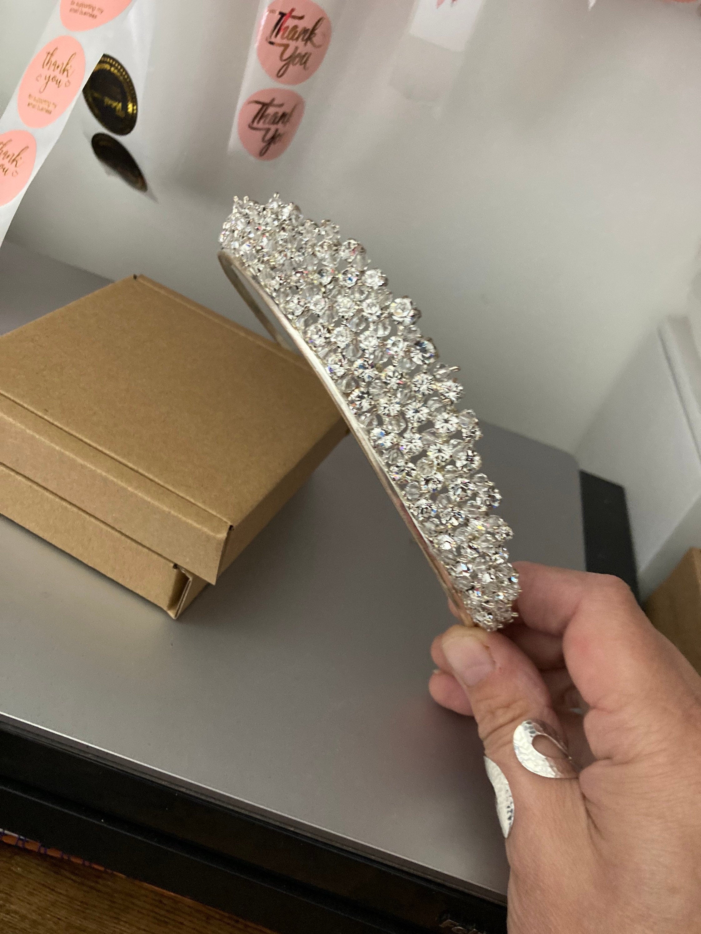 silver tone clear crystal rhinestone ladies girls tiara