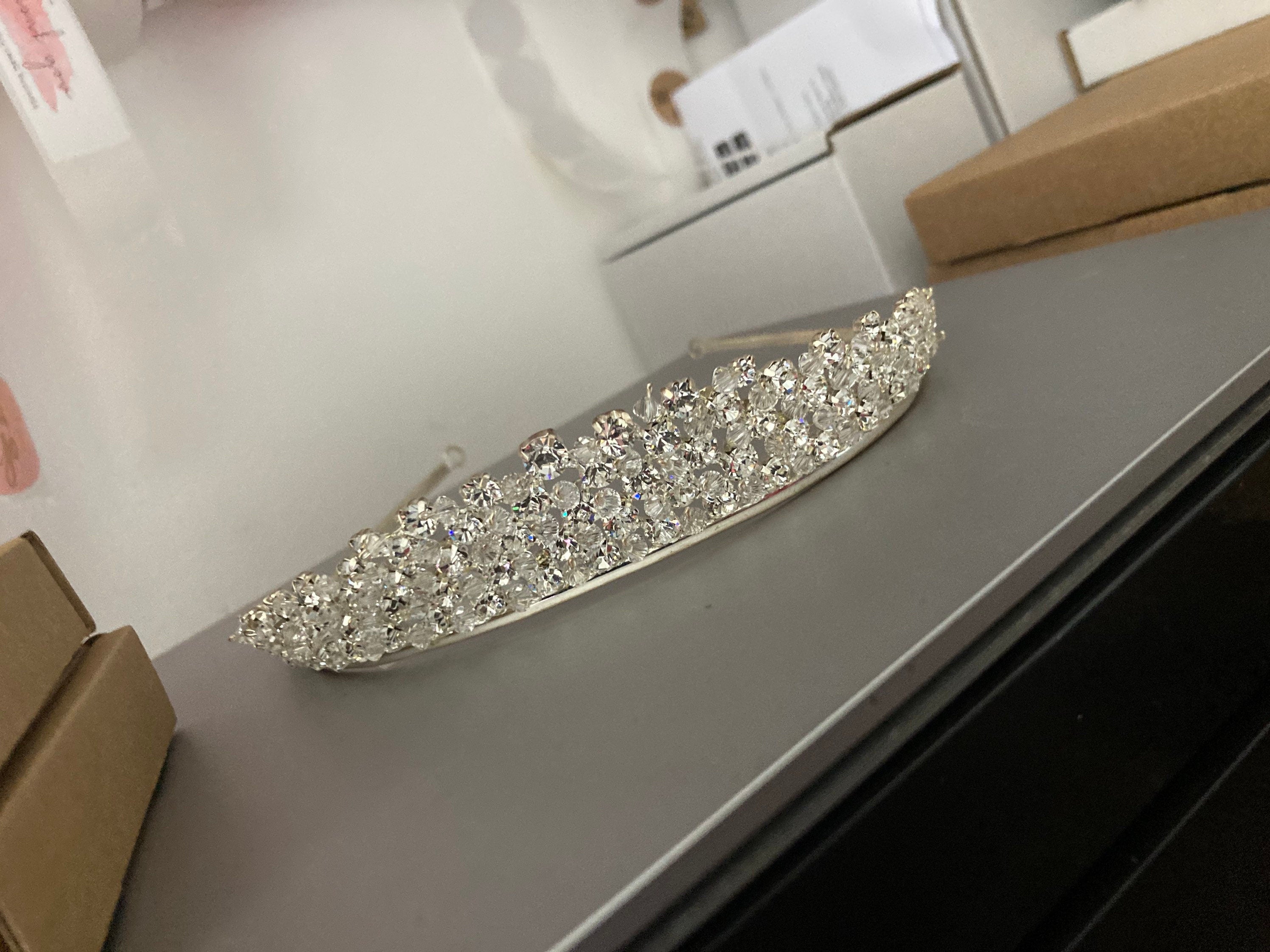 silver tone clear crystal rhinestone ladies girls tiara
