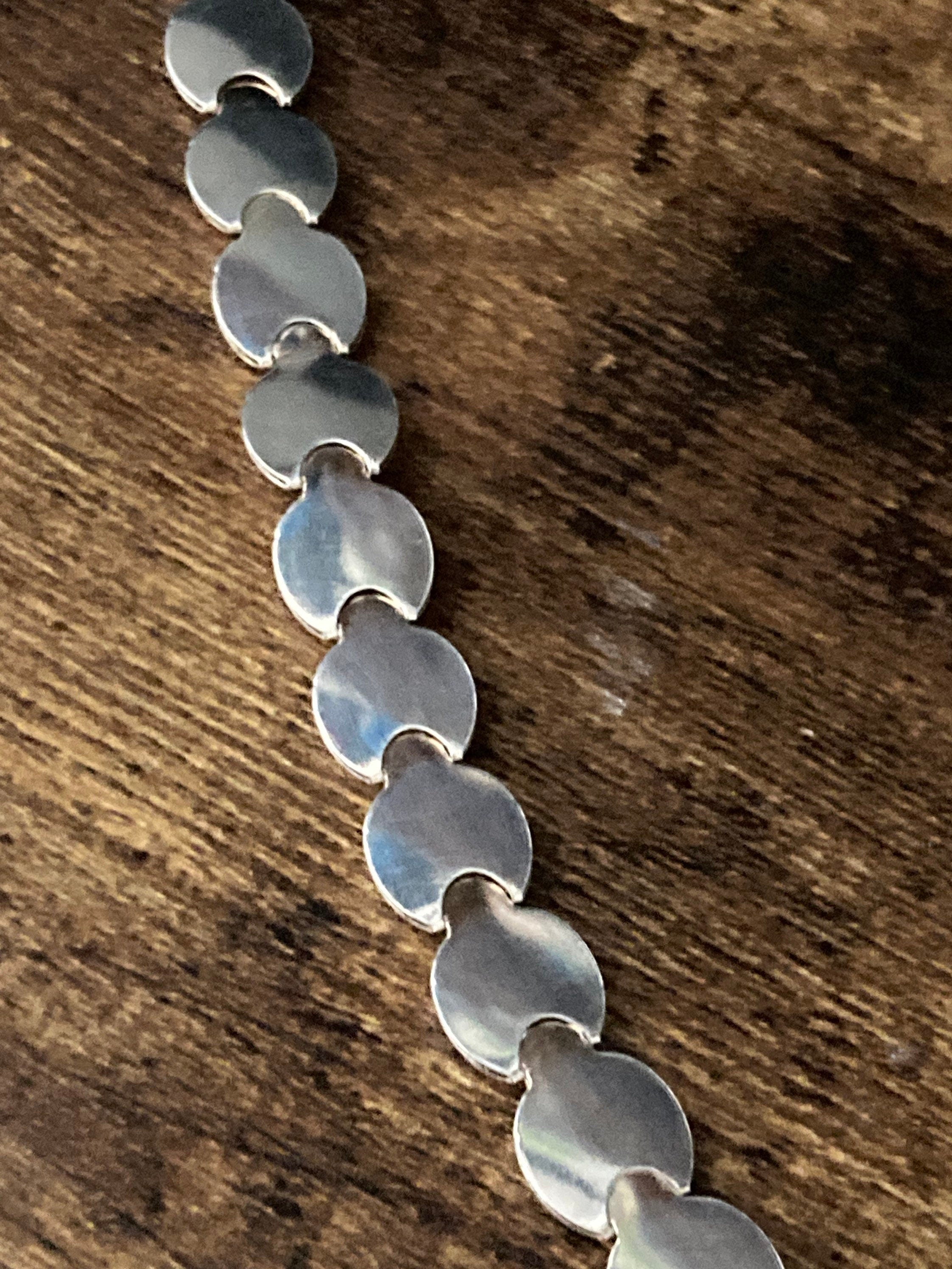 Fixed Panel link bracelet 925 puffed sterling silver modernist