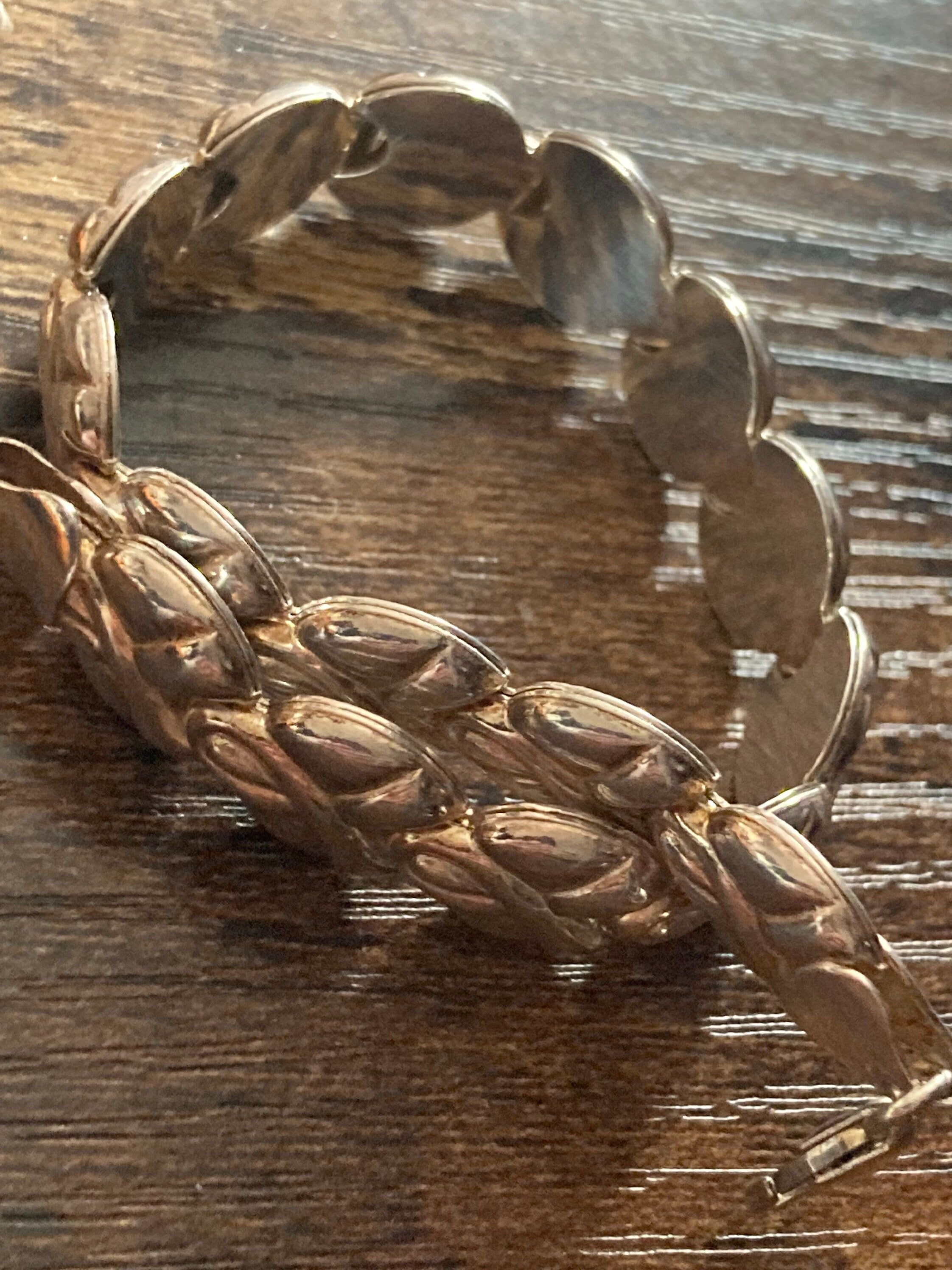 Fixed Panel link bracelet 925 puffed sterling silver modernist