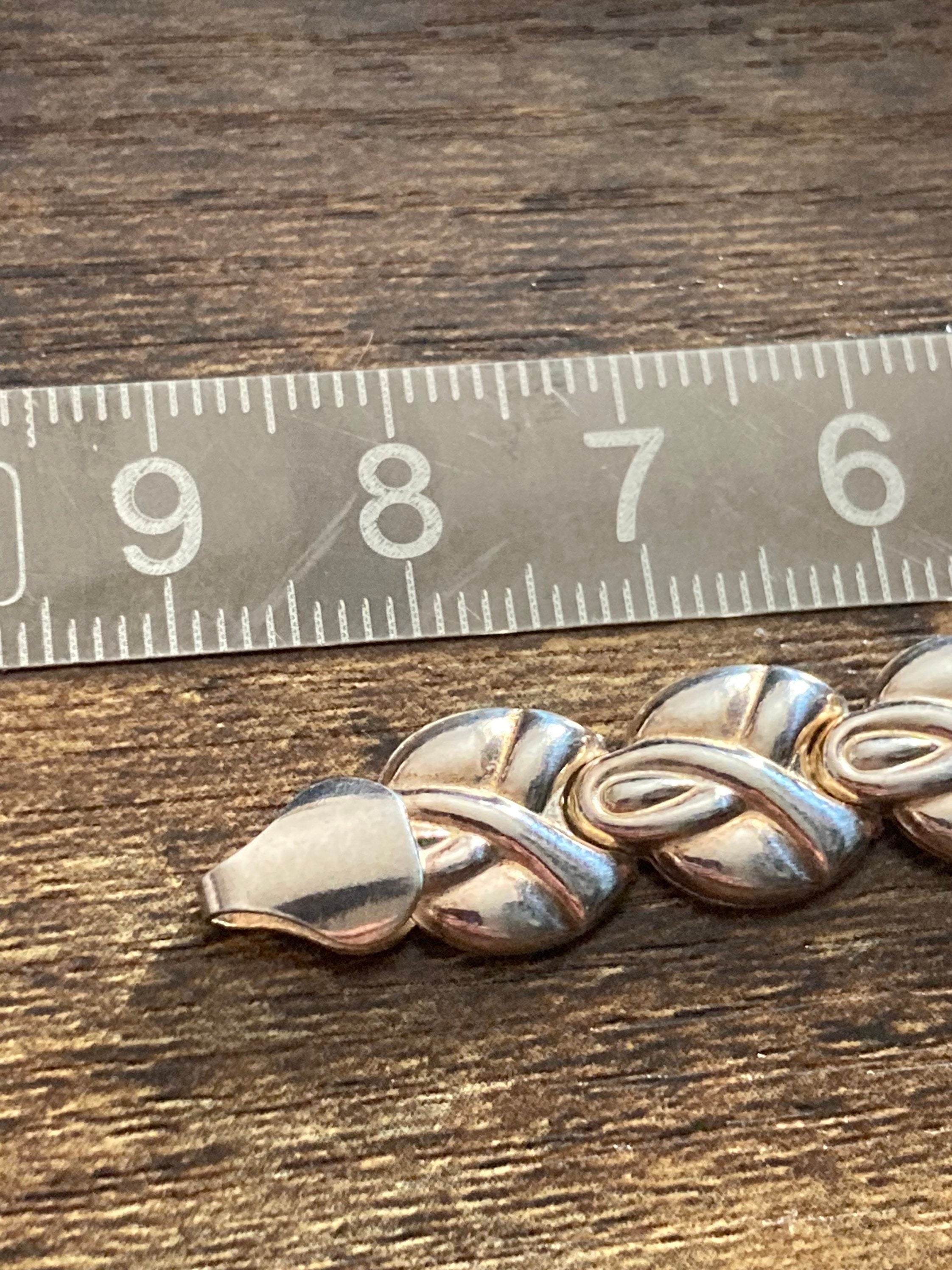 Fixed Panel link bracelet 925 puffed sterling silver modernist