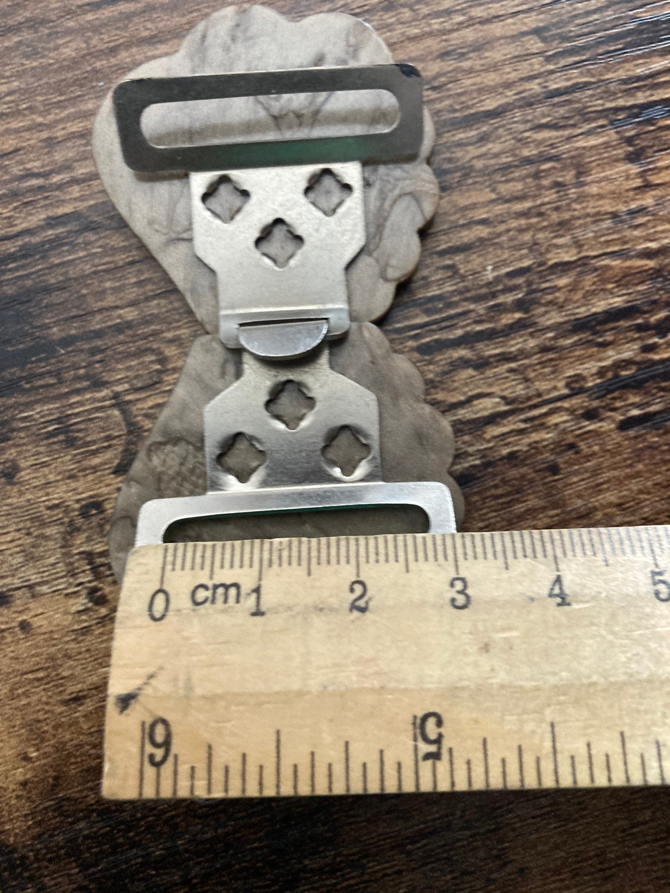 True Art Deco 2 part BROWN early celluloid plastic belt buckle